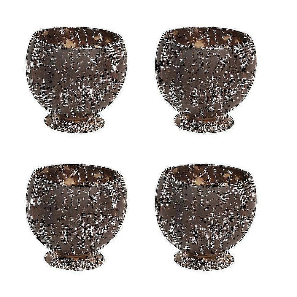 Natural Coconut Shell Cups - 4pcs Set for Beer, Coffee & Cold Drinks