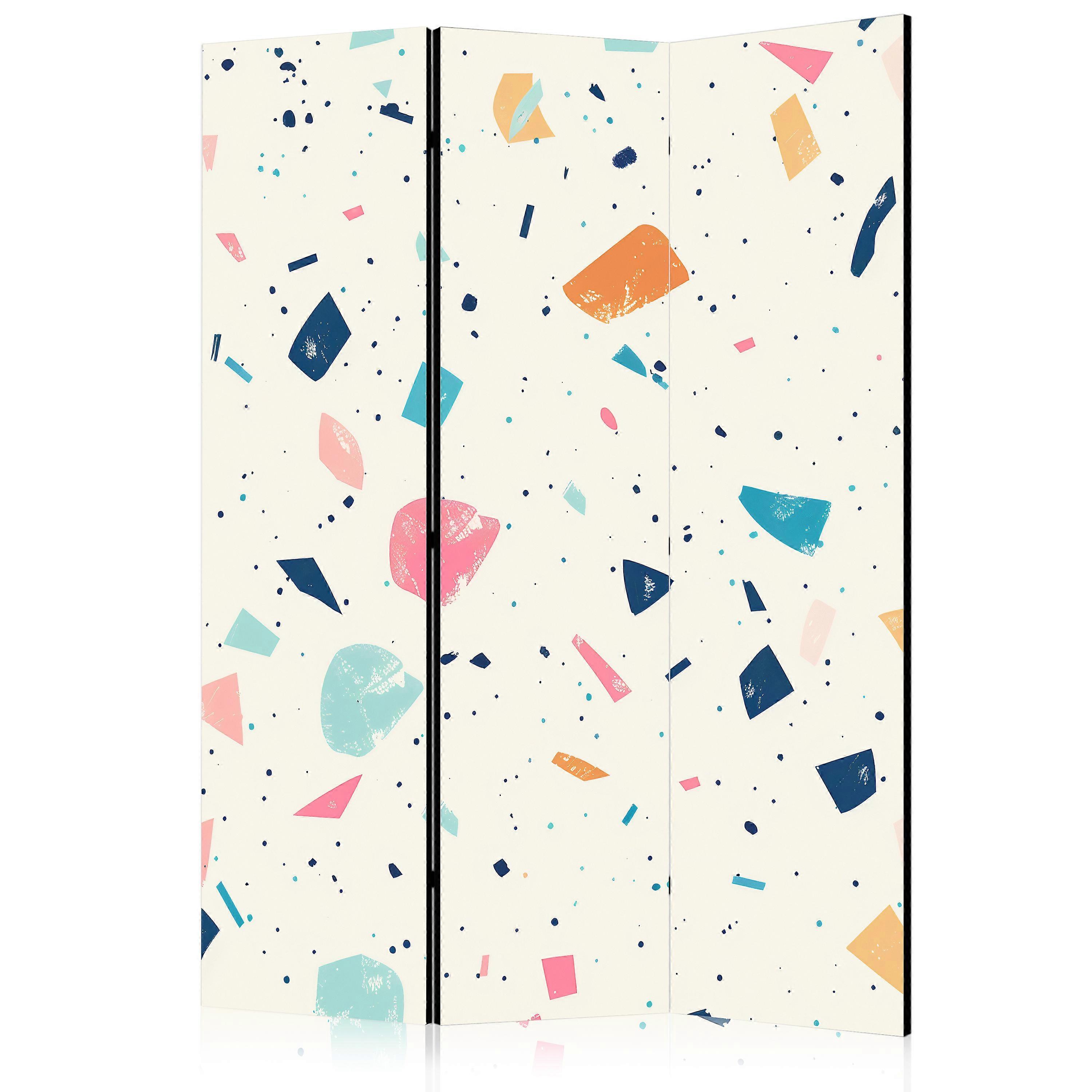 Screen - Terrazzo with colorful large elements: Cheerful pattern on a light background