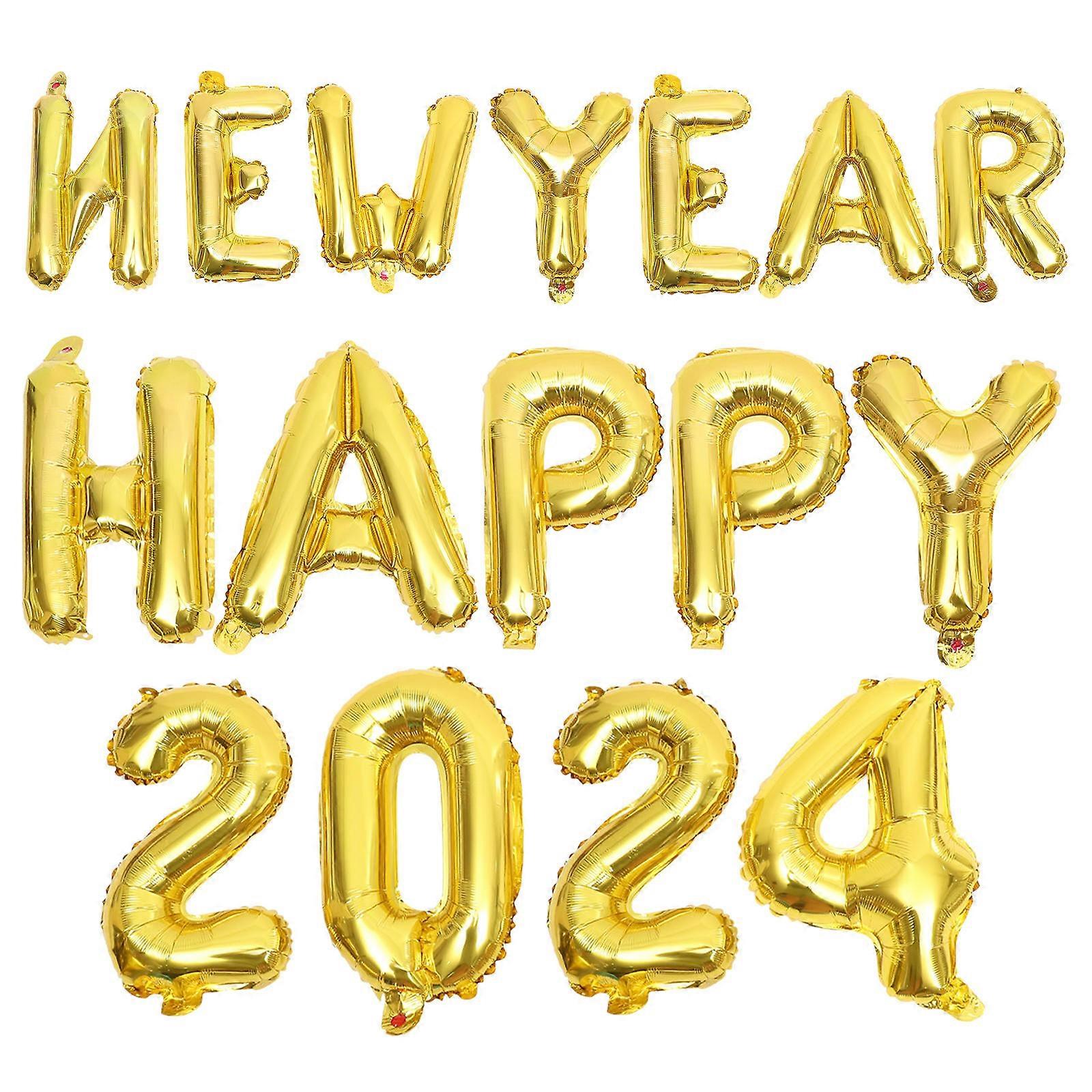 Foil Number Balloon Happy New Year Celebration Aluminium Foil Balloons 40CM Golden 1Set