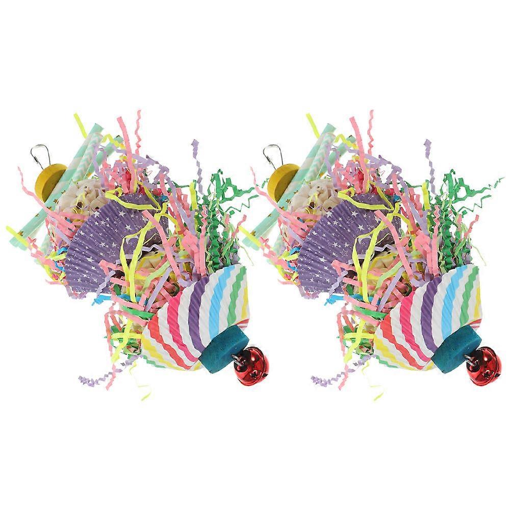 2pcs Durable Bird Foraging Hanging for Parrots – Bite Resistant Chew Toy for Small Birds, Reusable Hanging Play Accessory