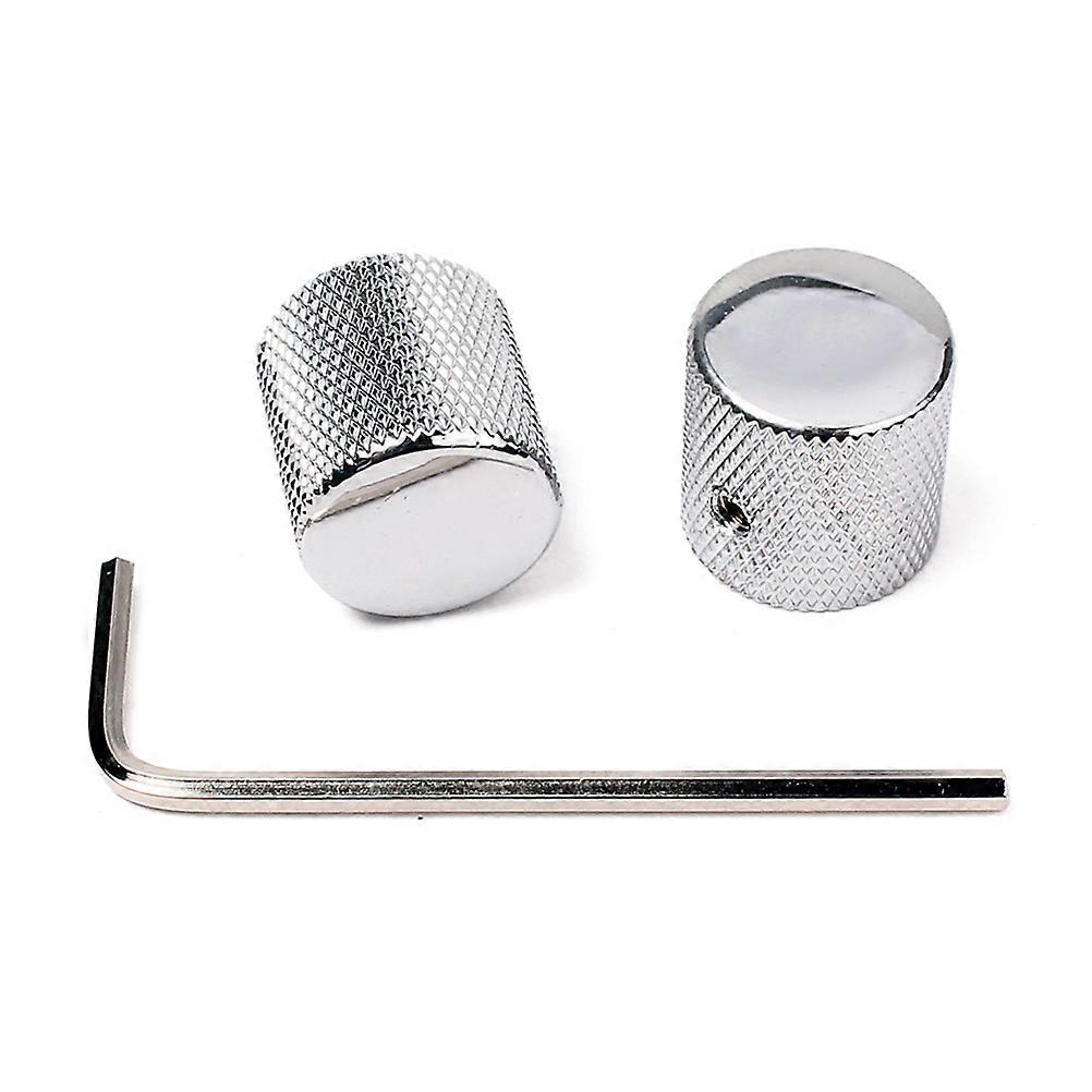 3pcs Silver Dome Electric Bass Guitar Control Knobs with Wrench – Durable Replacement Volume Tone Knobs for Split Shaft Pots and Import Pots