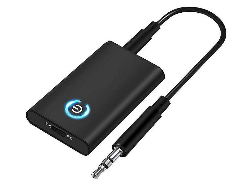 Bluetooth 5.0 Transmitter and Receiver, 2-in-1 Wireless 3.5mm Adapter Mini Portable 3.5mm Jack, Low Latency for PC/TV/Car Sound System/Wired Speakers(