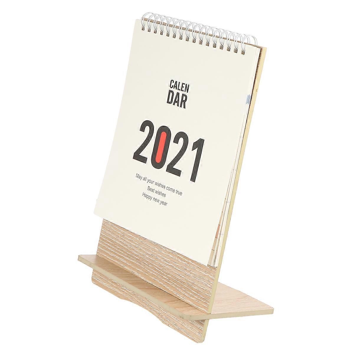 Aesthetic Small Desk Calendar Multifunctional Wood Dormitory Use Assorted Color Stand Up Calendar 1Set