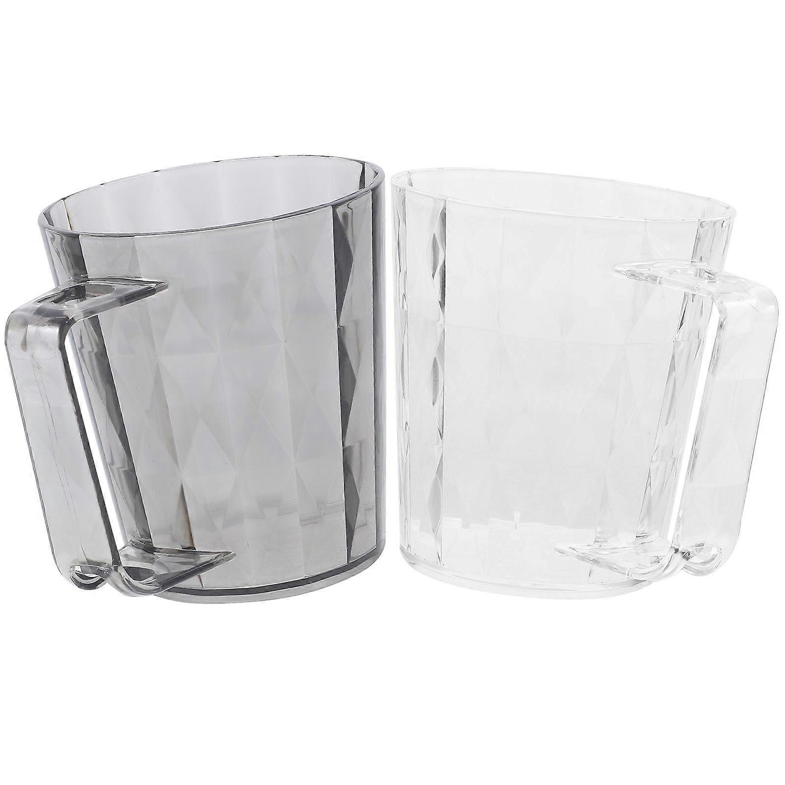 Transparent Tooth Rinsing Cups Set of Surface Brushing Mugs for Bathroom and Kitchen Use, Space Saving Design