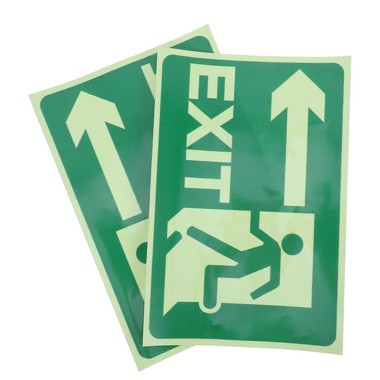 Warning Sign Self Adhesive Emergency Exit Signs Hotels Reflective Rectangle 2Sheets