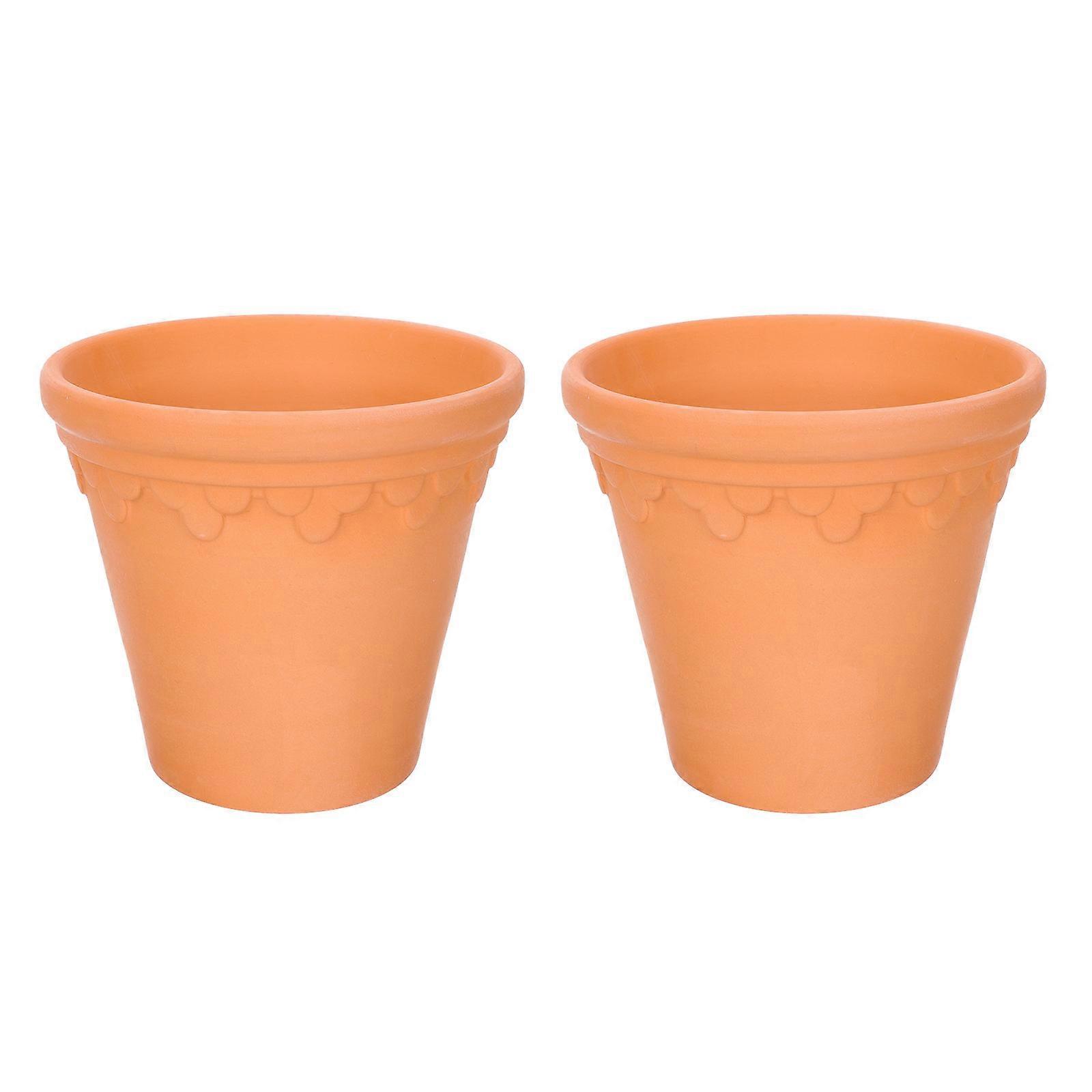 Garden Pots Clay Flower Pots Rustic Country Style Balcony Decoration 16x16x14cm 2Pcs