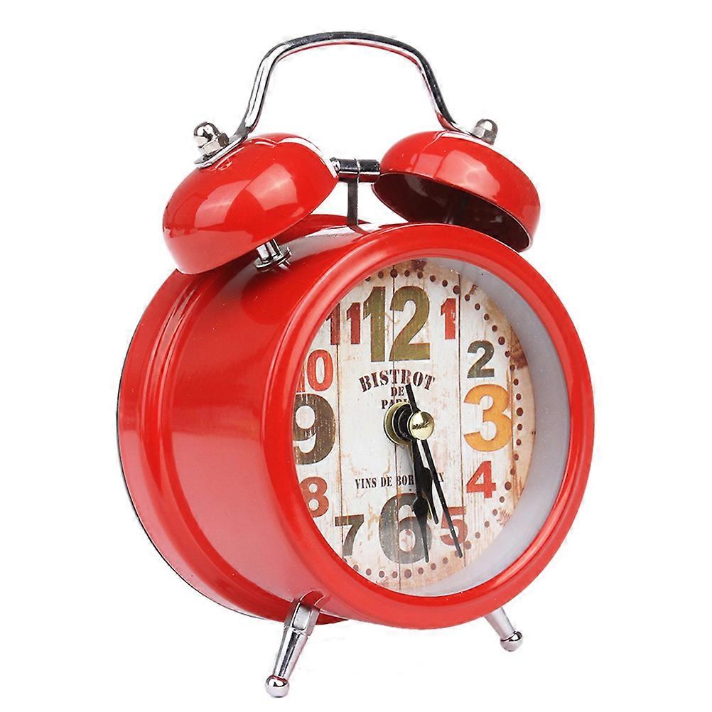 Vintage Metal Alarm Clock For Kids Desktop Use Red Color 1Set