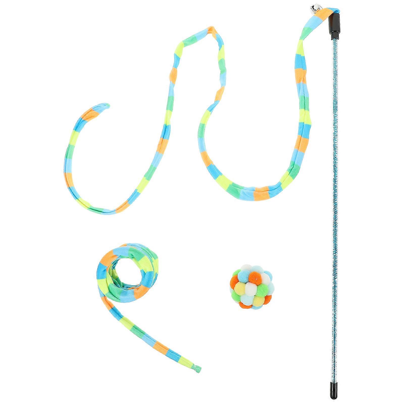 Interactive Cat Toy String Teasing Interesting Cat String Stick Cat Fishing Pole with Attachment for Indoor Play 1Set