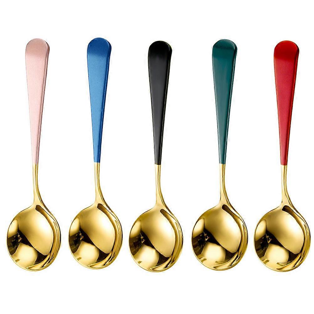 ステンレススプーンキッチンスプーン使用調味料スプーンブラックゴールド5個