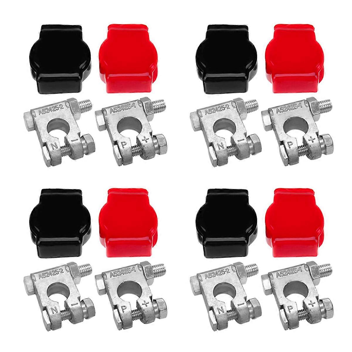 4X Battery Terminals(Heavy Duty) Battery Terminal Negative & Positive with Plastic Cover Made of Lea