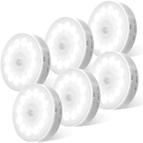 Newest 12 LEDs Motion Sensor Lights Indoor, KALAHOL 6 Pack Sensor Cupboard Lights with 3 Modes, Rechargeable LED Stair Lights, Step Night Light for Un