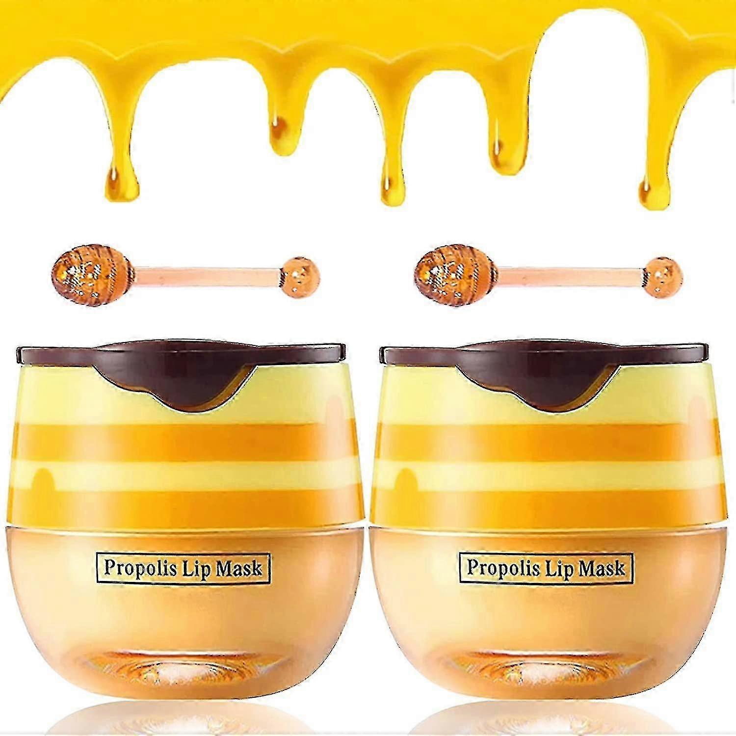 2szt Balsam pszczeli Balsam do ust Miód Pot, Miód i Truskawka Maska do ust Propolis Nawilżający balsam do ust Odżywczy Przeciwzmarszczkowy