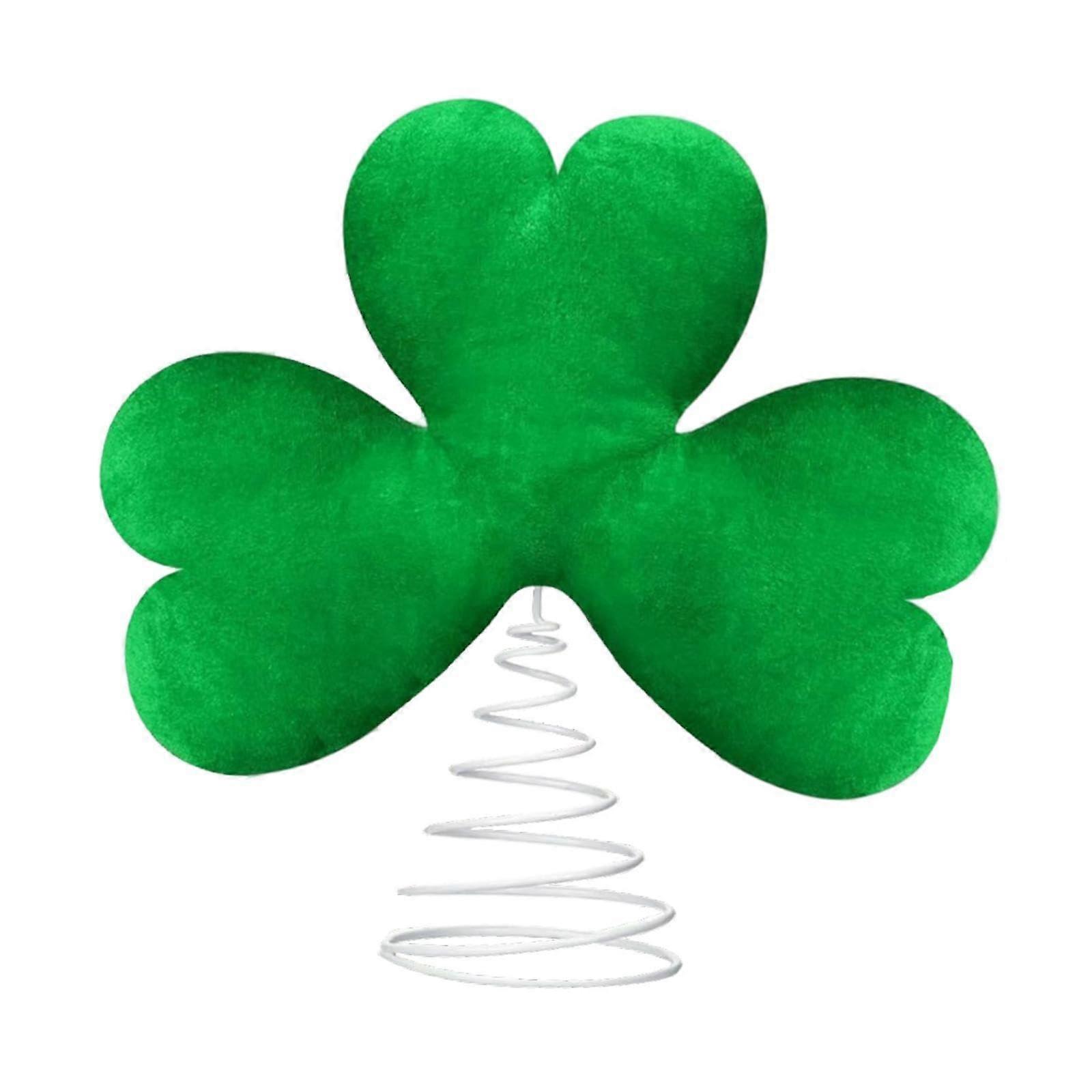 Tree Topper Shamrock Decoration, Plush Green Christmas Ornament for Holiday Home Decor