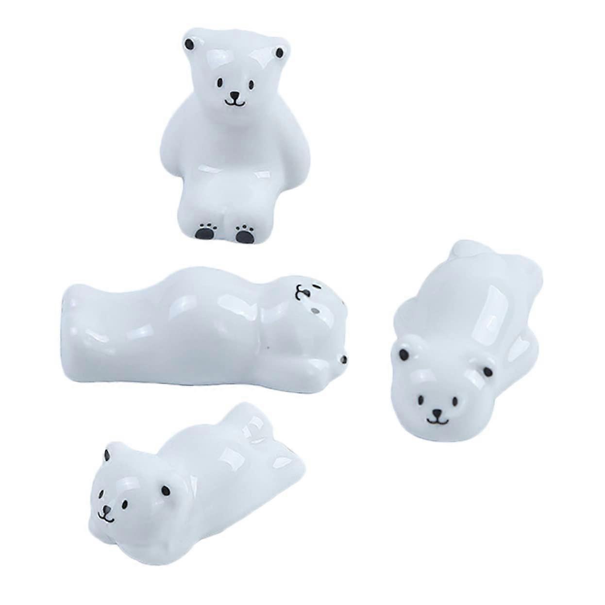 4 Pieces Ceramic Chopstick Rest Set, Sweet White Chopstick Holder for Chopsticks, Spoons and Forks, Table Decor, Easy to Clean and SpaceSaving