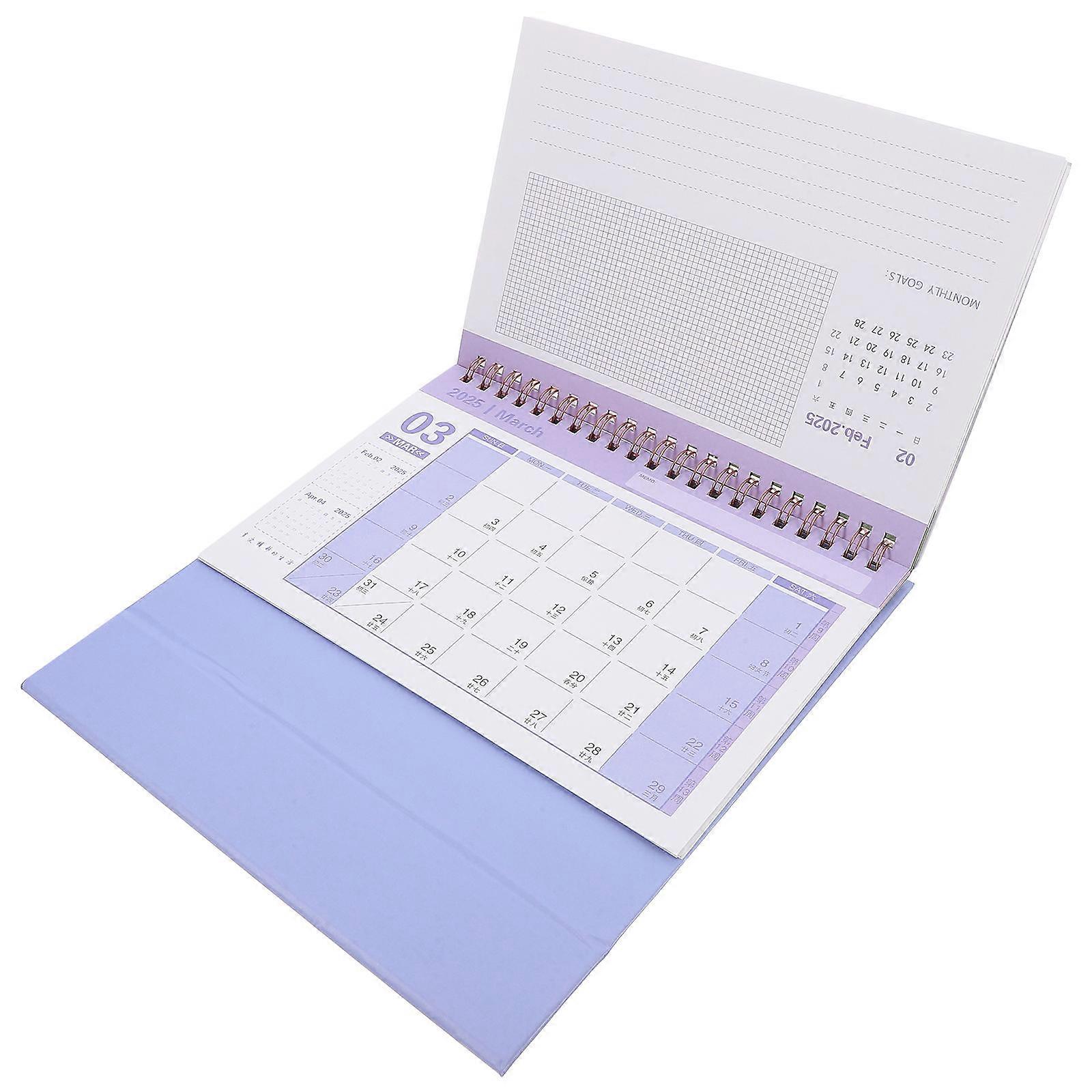 Daily Desk Calendar Standing Flip Calendar Office Use Purple 19.00X16.50X8.00CM Date Tracking 1Pack