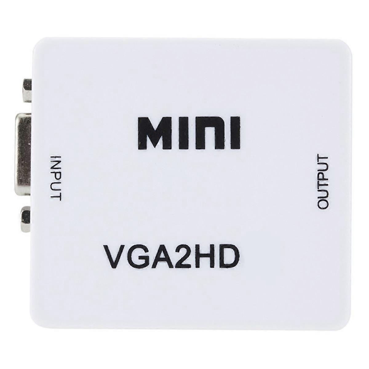 Mini VGA to -Compatible Converter Adapter 1080P HD Video Converter Box for HDTV Projector PC White
