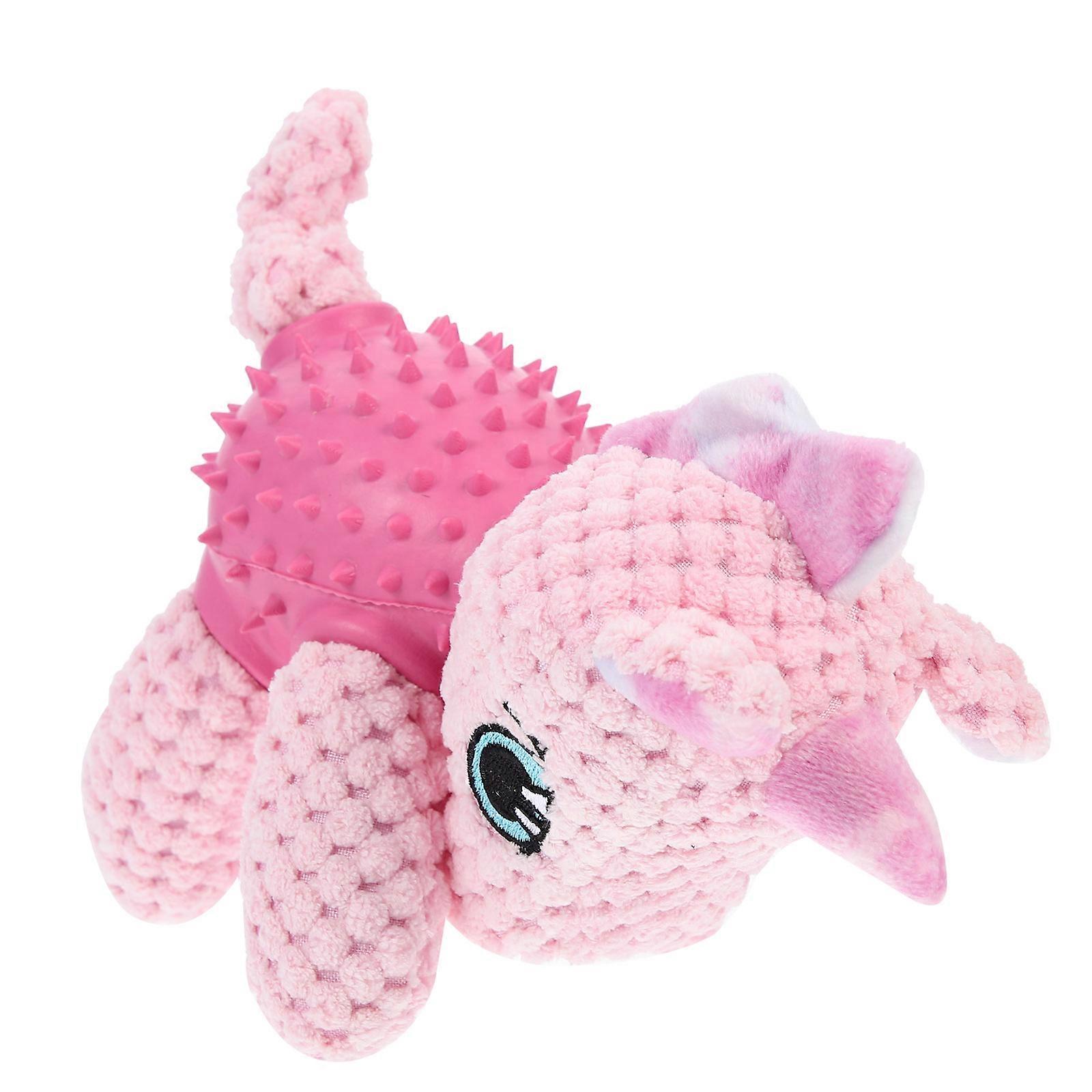 Dog Teething Toy Dog Slow Feeder Toy Animal Shape Pink 18x14cm Noise-making When Chewing 1Pack