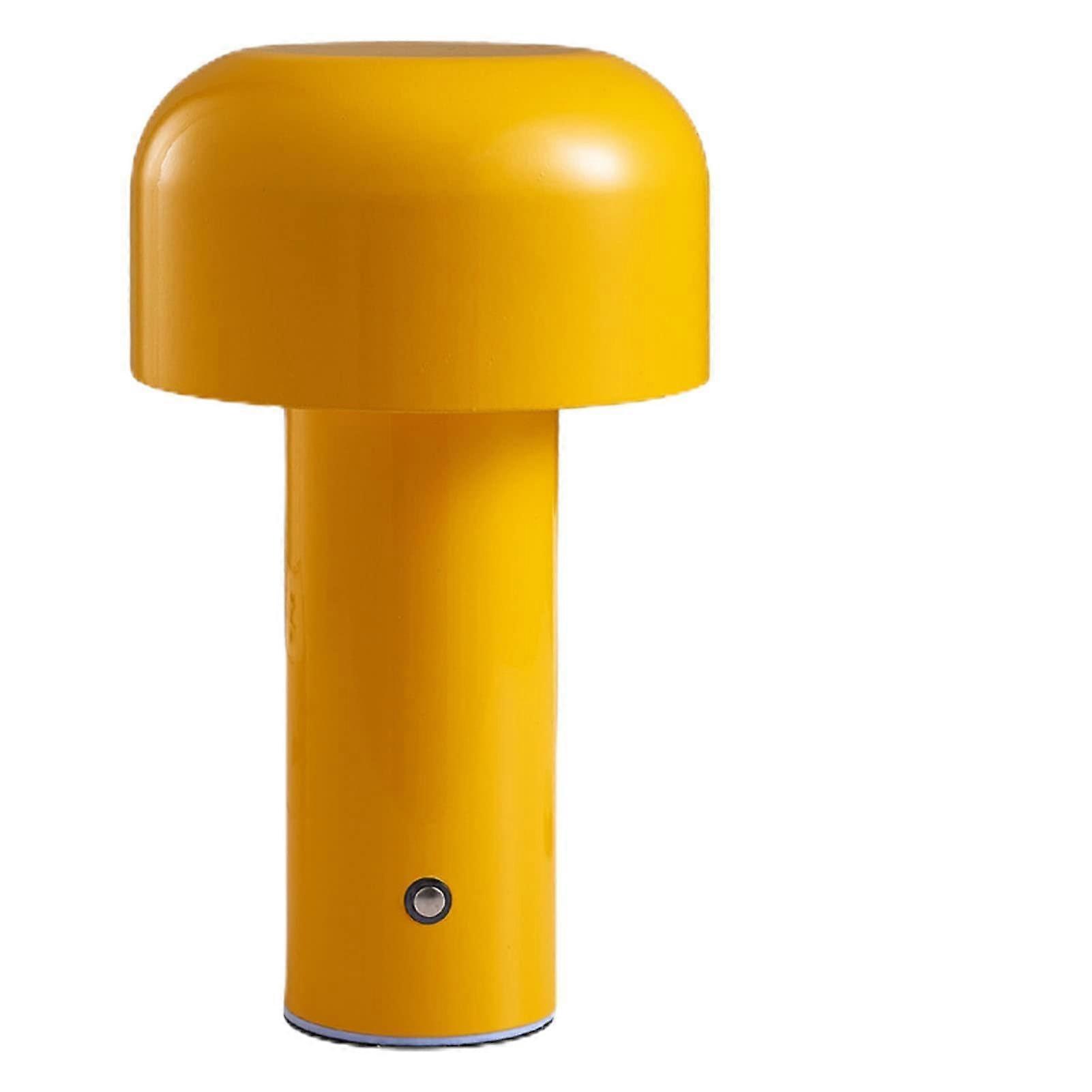 Mushroom Table Lamp, Mushroom Table Lamp, Three Colors, Rechargeable for Bedroom, Yellow, Modern