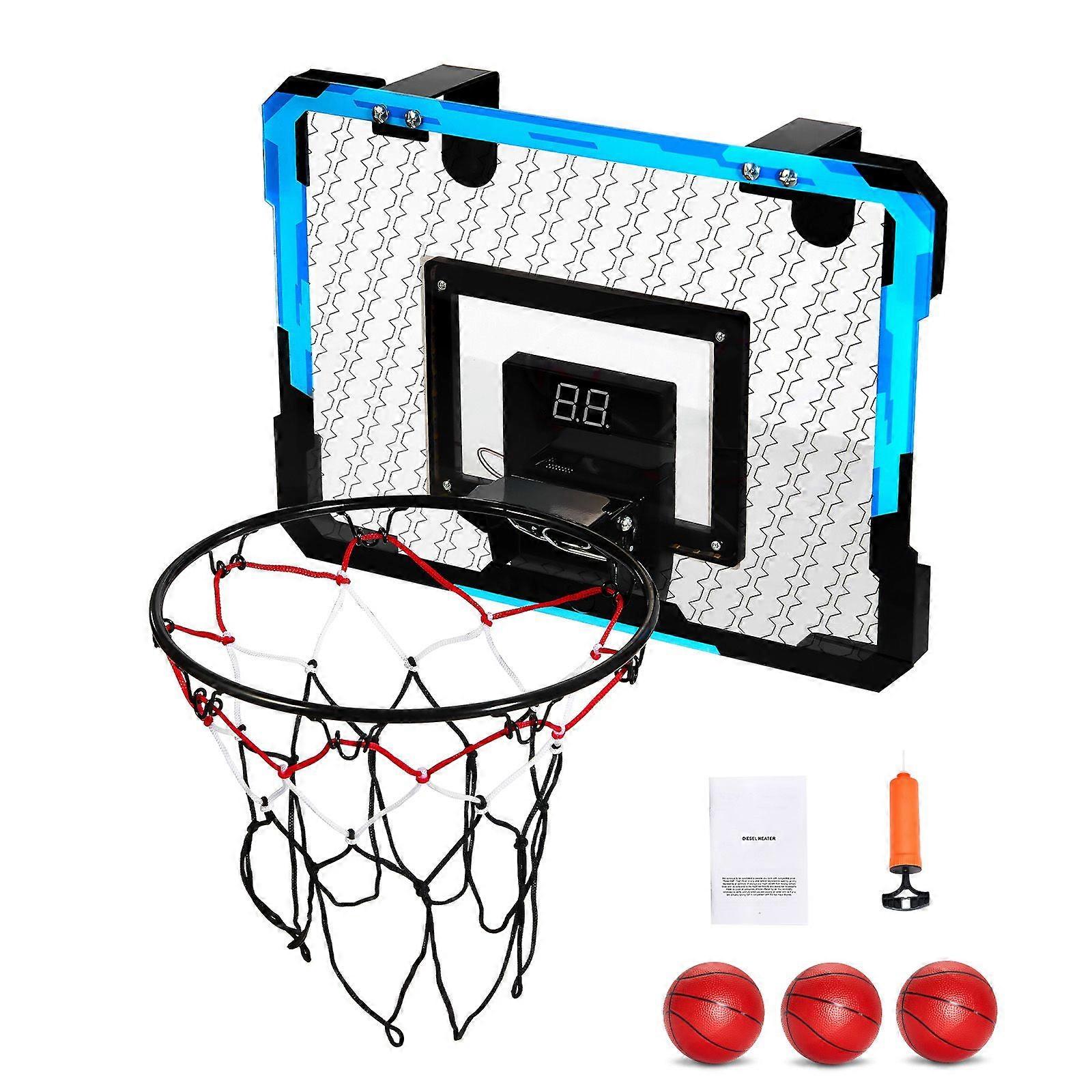 Aro de Basquete para Crianças com Placar Eletrônico, Aro de Basquete Sobre a Porta com Funções de Pontuação e Acompanhamento de Música, Luz LED