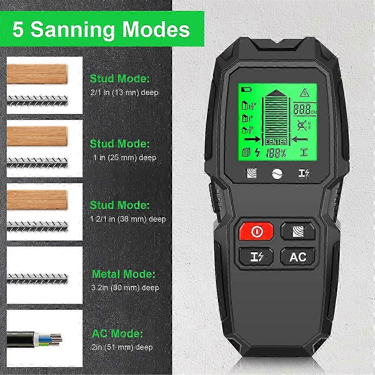 Handheld Wall Metal Detector for Studs, Wood, AC Wires, and Cables - Electronic Measuring Tool