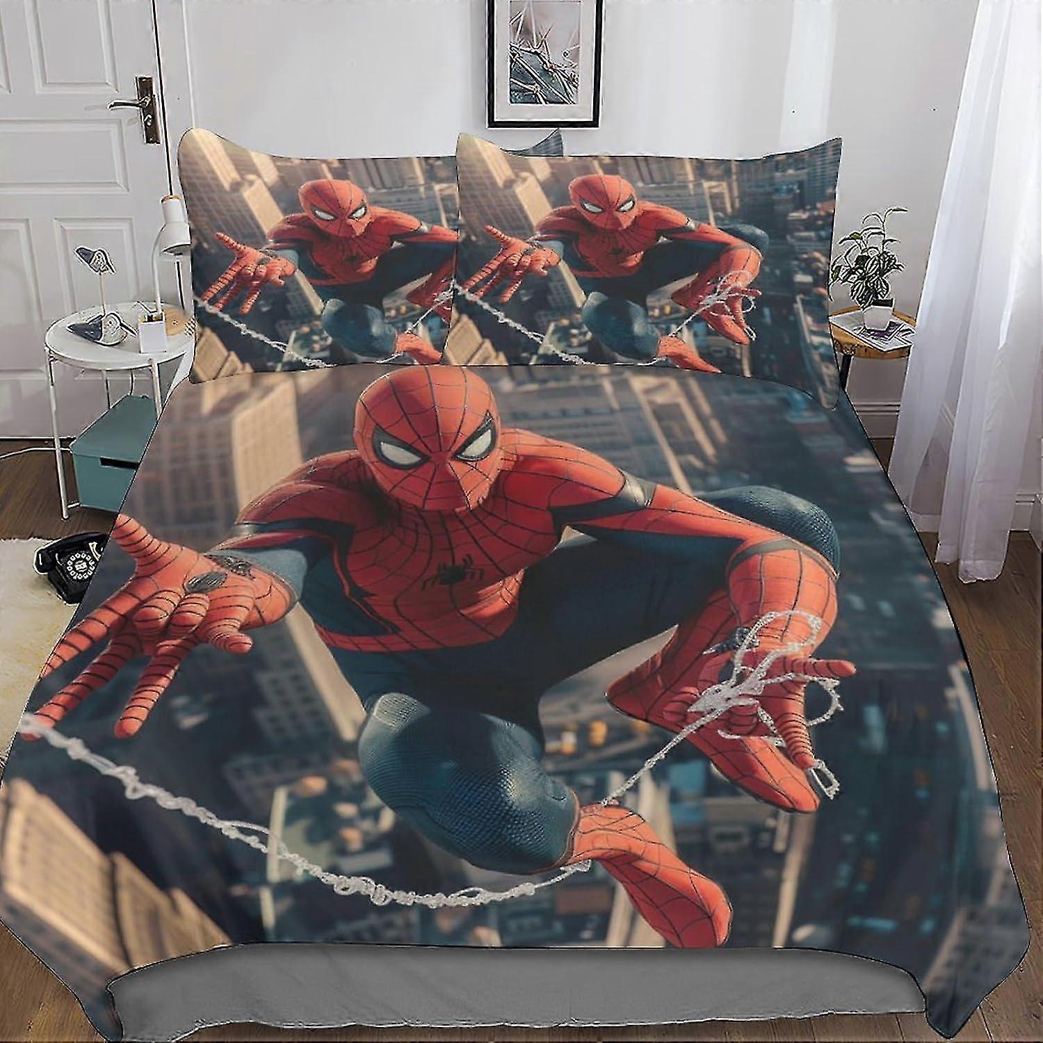 Modern Spider-Themed Comforter Cover Set with Hidden Zipper - Trendy Microfiber Bedding with 3D Print, 3-Piece Set with Pillow