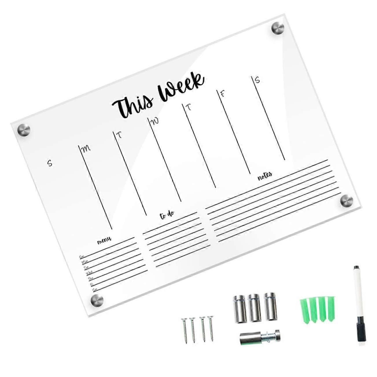 1 Transparent Acrylic Memo Board with Pen and Pins for Home and Office, Versatile Weekly Planner, Note Board, and Desktop Decoration