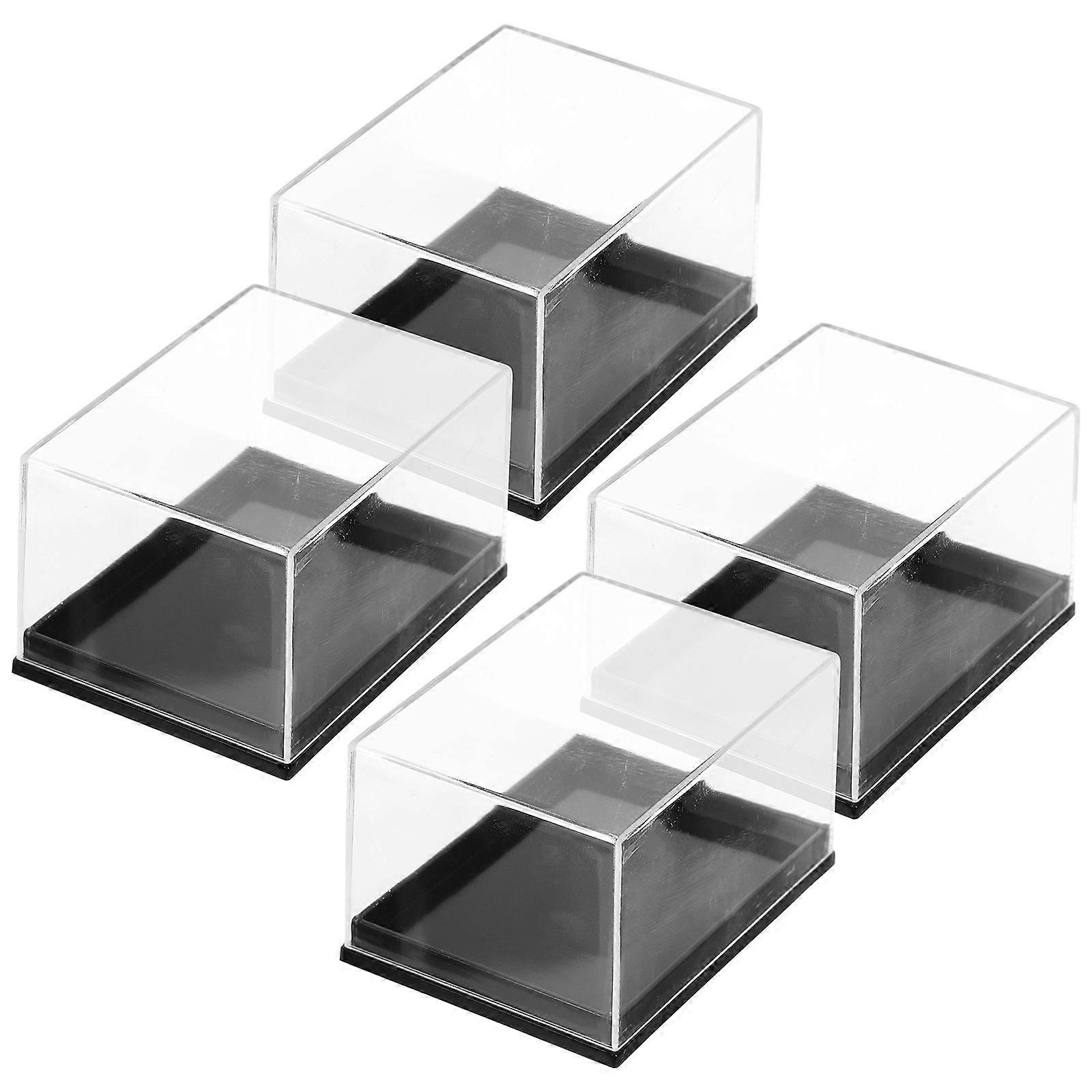 Mineral Display Box Clear View Sturdy Structure 4Pcs