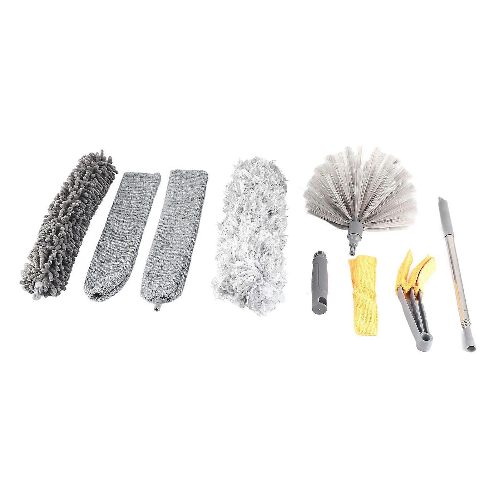 9pcs Microfiber Duster Kit Extendable Feather Duster House Cleaning Tool for Ceiling Fan Car