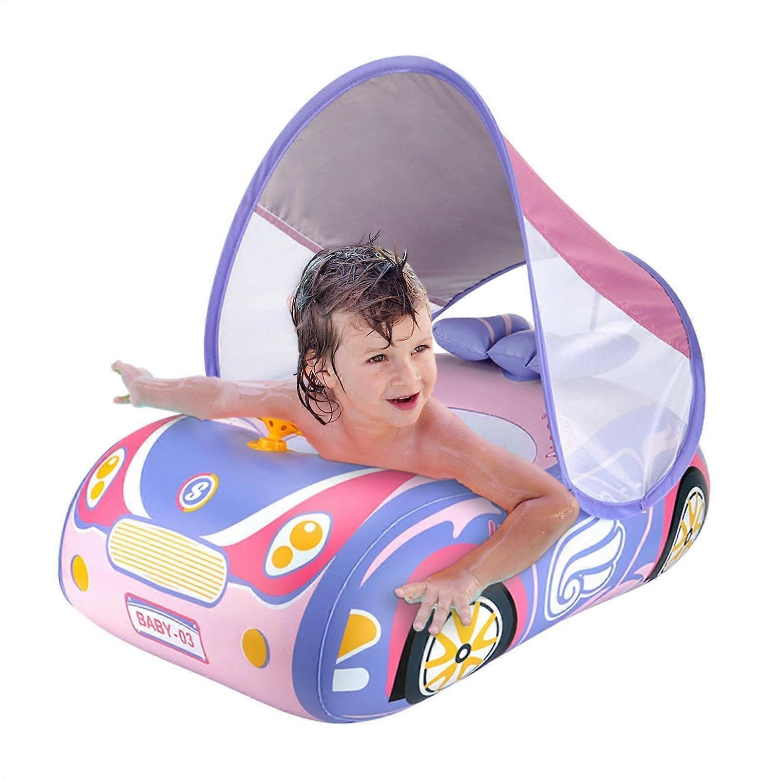 Baby Float For 1 Year Old Portable Toddler Pool Float With Steering Wheel Sports Car Shape Rosa