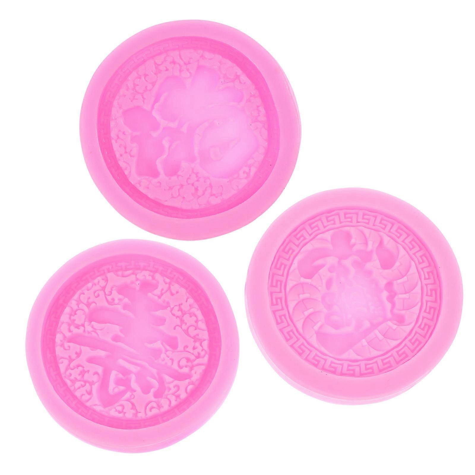 3pcs Pink Silicone Fondant Molds for DIY Cake Baking – Unique Spring Festival Decorative Molds for Creative Desserts and Baking Projects