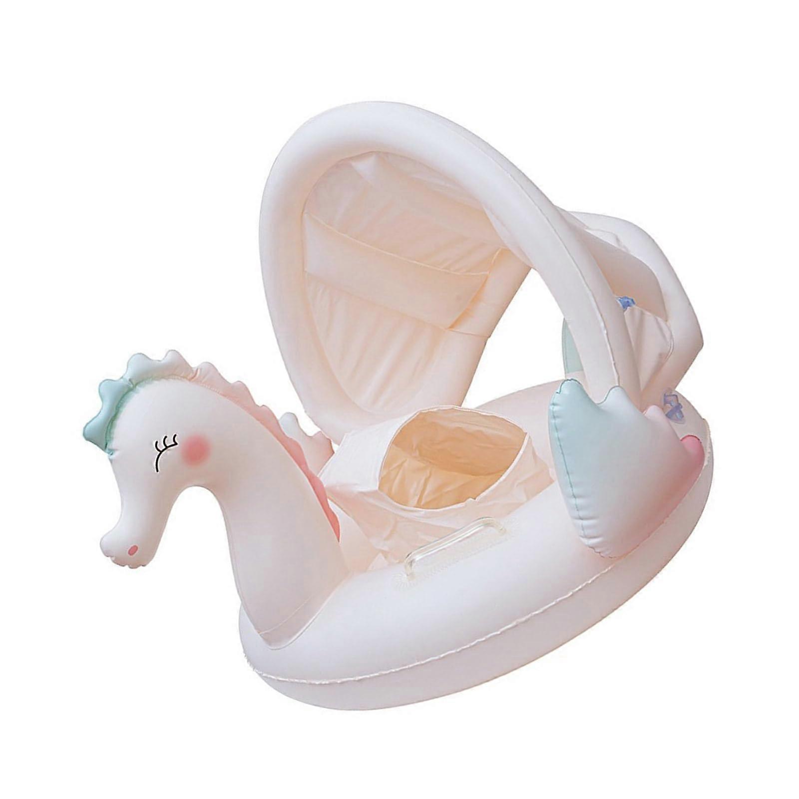 Baby Pool Float With Removable Canopy, Toddler Inflatable Ring, Portable Water Toy For Toddlers, Danish Seahorse