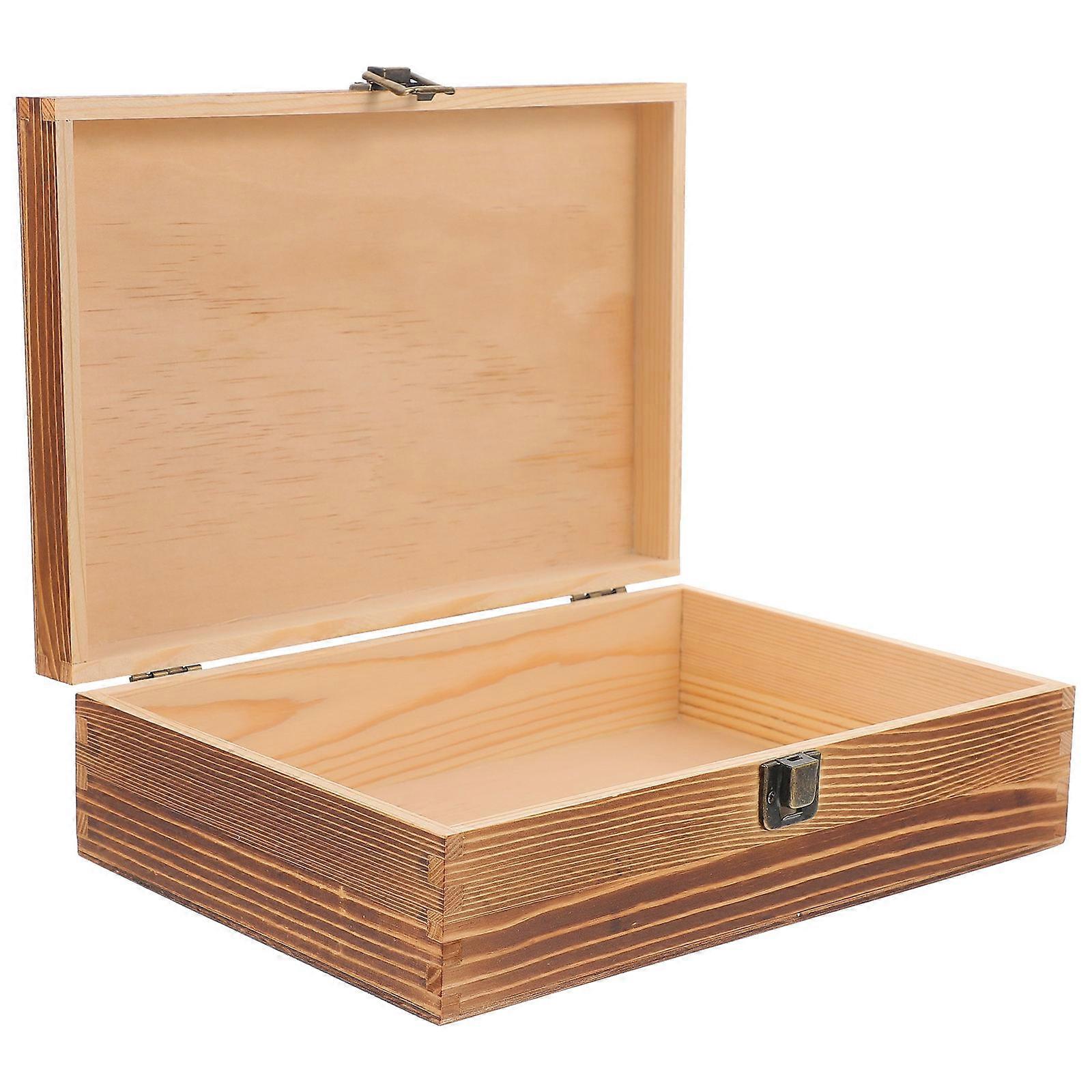 Decorative Storage Box Wood Storage Container Home Organization Coffee Color Rectangular Security 1Pack