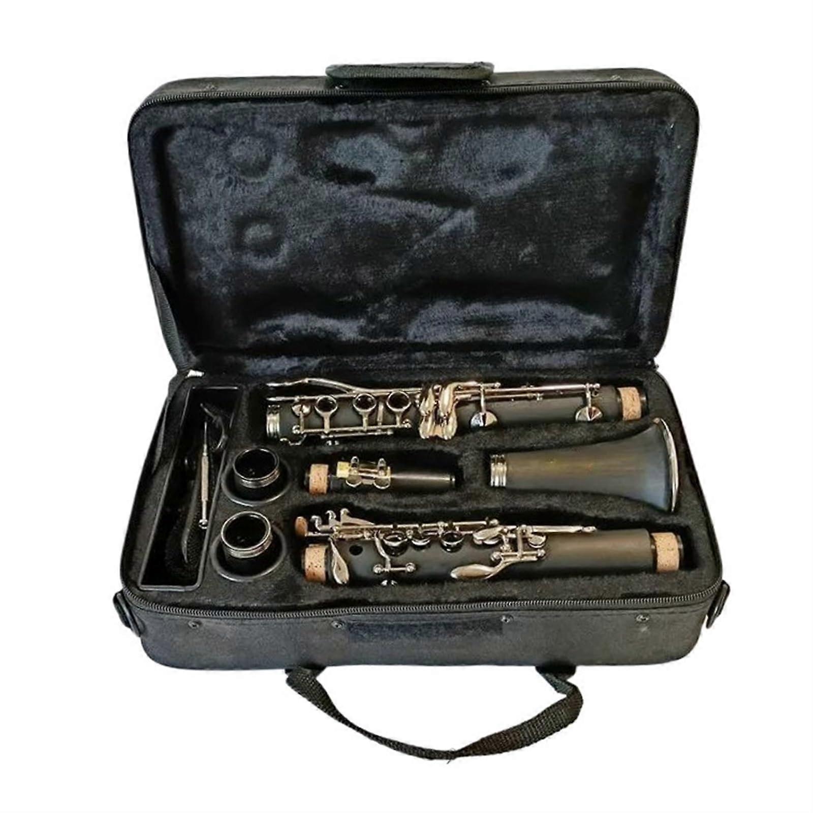 B-Clarinet for Beginners with 17 Keys - B-Flat Bakelite Tube Nickel-Plated Clarinet Musical Instrument