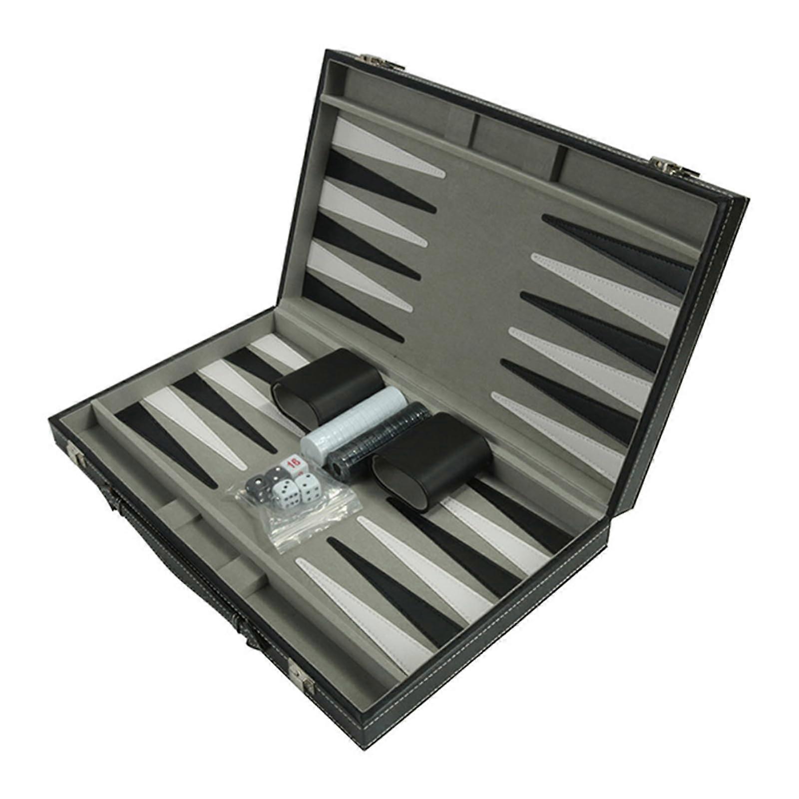 2 Player Backgammon Set Folding Leather Case Backgammon Board Game Travel Size Portable Board Game