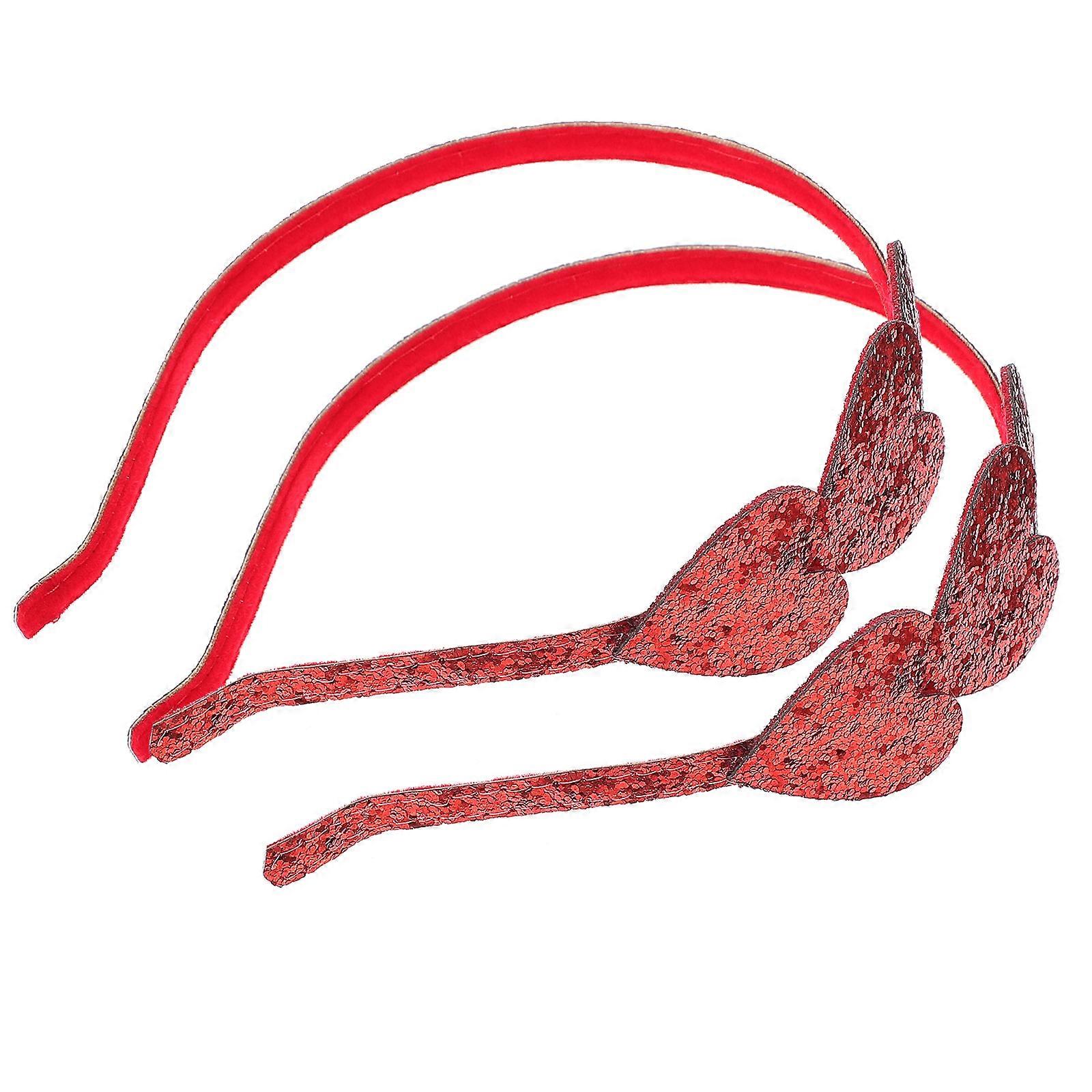 Here's a refined and attractive product description based on your input:
**2pcs Bright Red Sequin Heart Headbands – Stylish Hair Accessories for