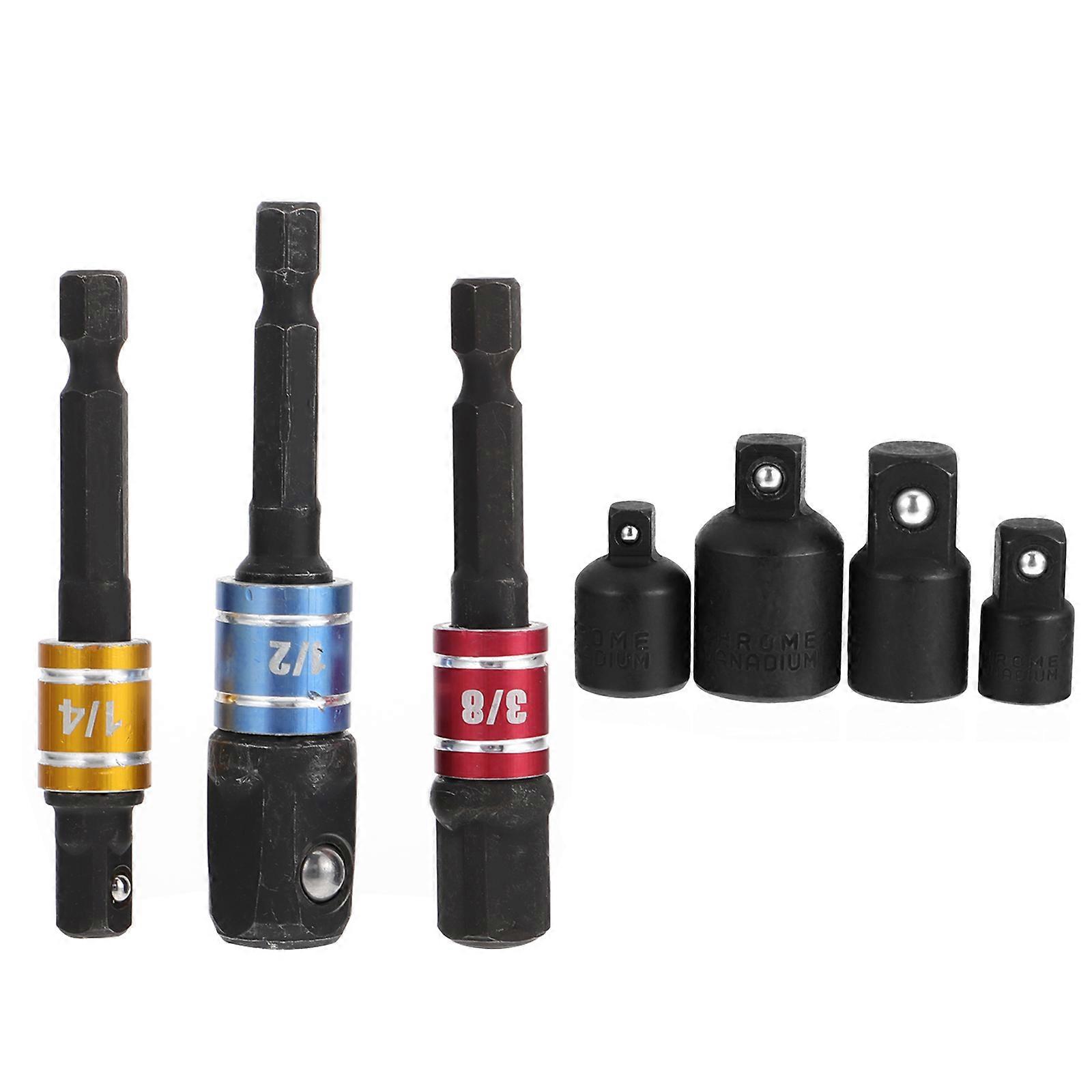 7pcs Cordless Screwdriver Socket Adapter Kit Ratchet Wrench Conversion Tool