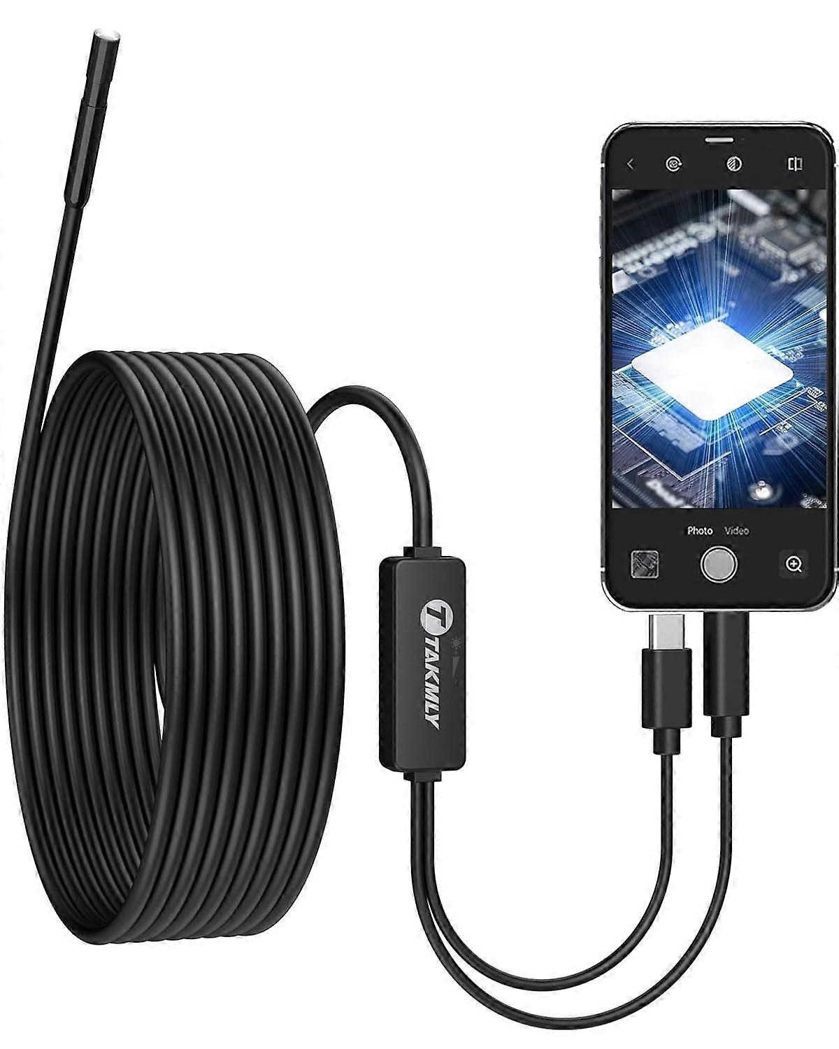 Borescope Camera with Light,16.4FT Semi-Rigid Cable,8