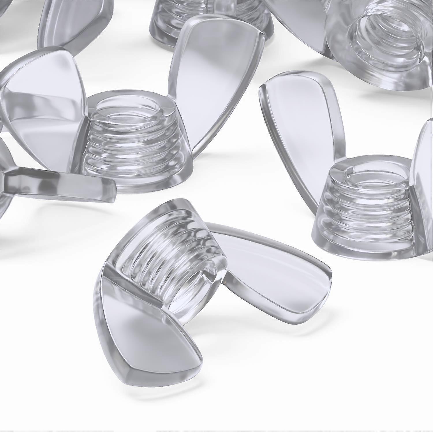 50x Clear, Plastic, Acrylic M4 Butterfly, Wing Nuts