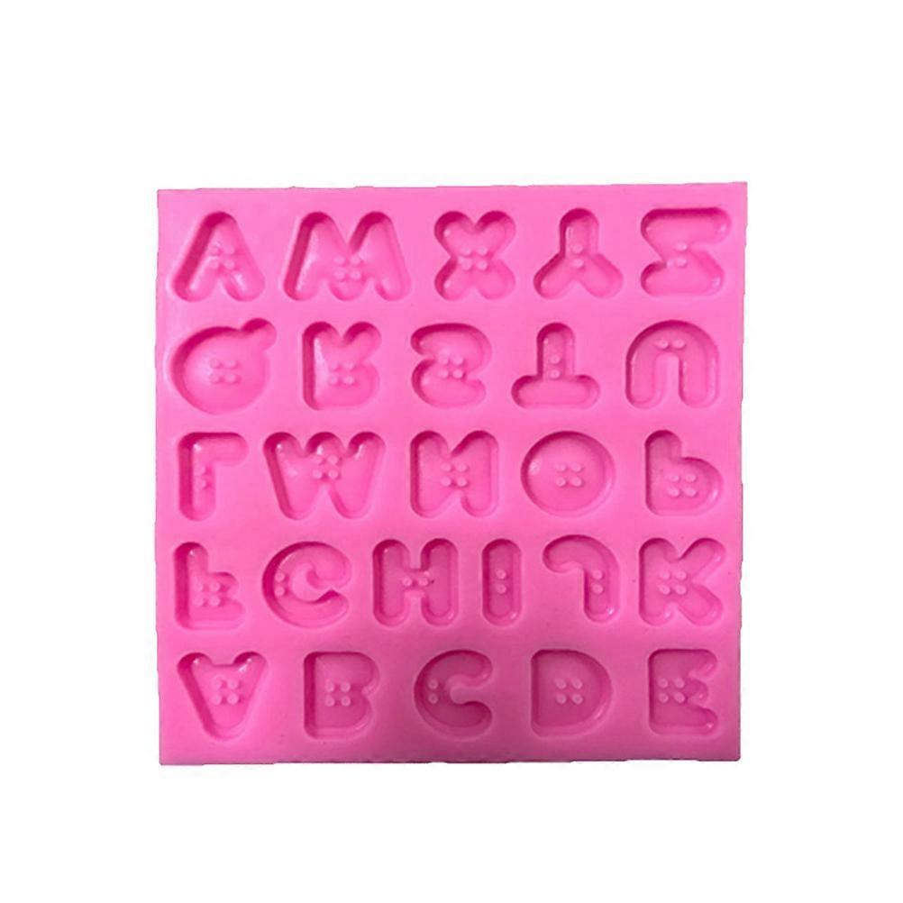 Silicone Alphabet Mold Button Shape Baking Cooking Craft Users Professional Bakers Chocolate Gumpaste Mold 12.5x12.5x1cm 1Pack
