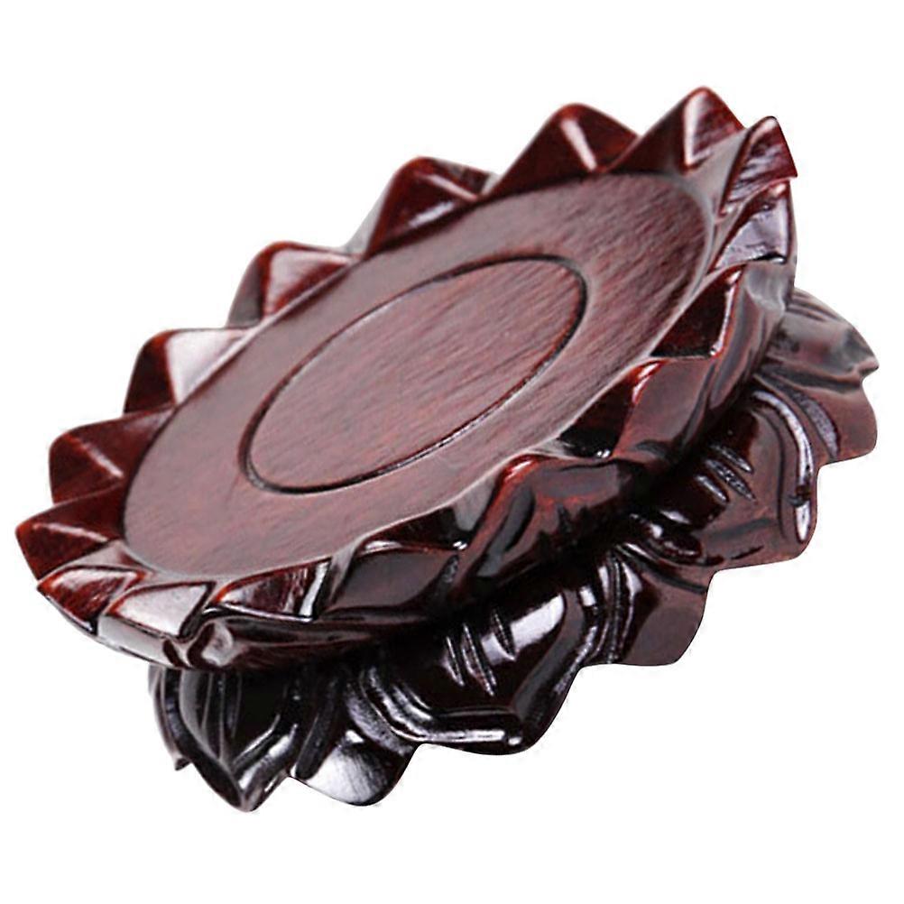 Lotus Shaped Statue Base Wood Display Stand for Vase Bonsai Pedestal and Incense Burner Base