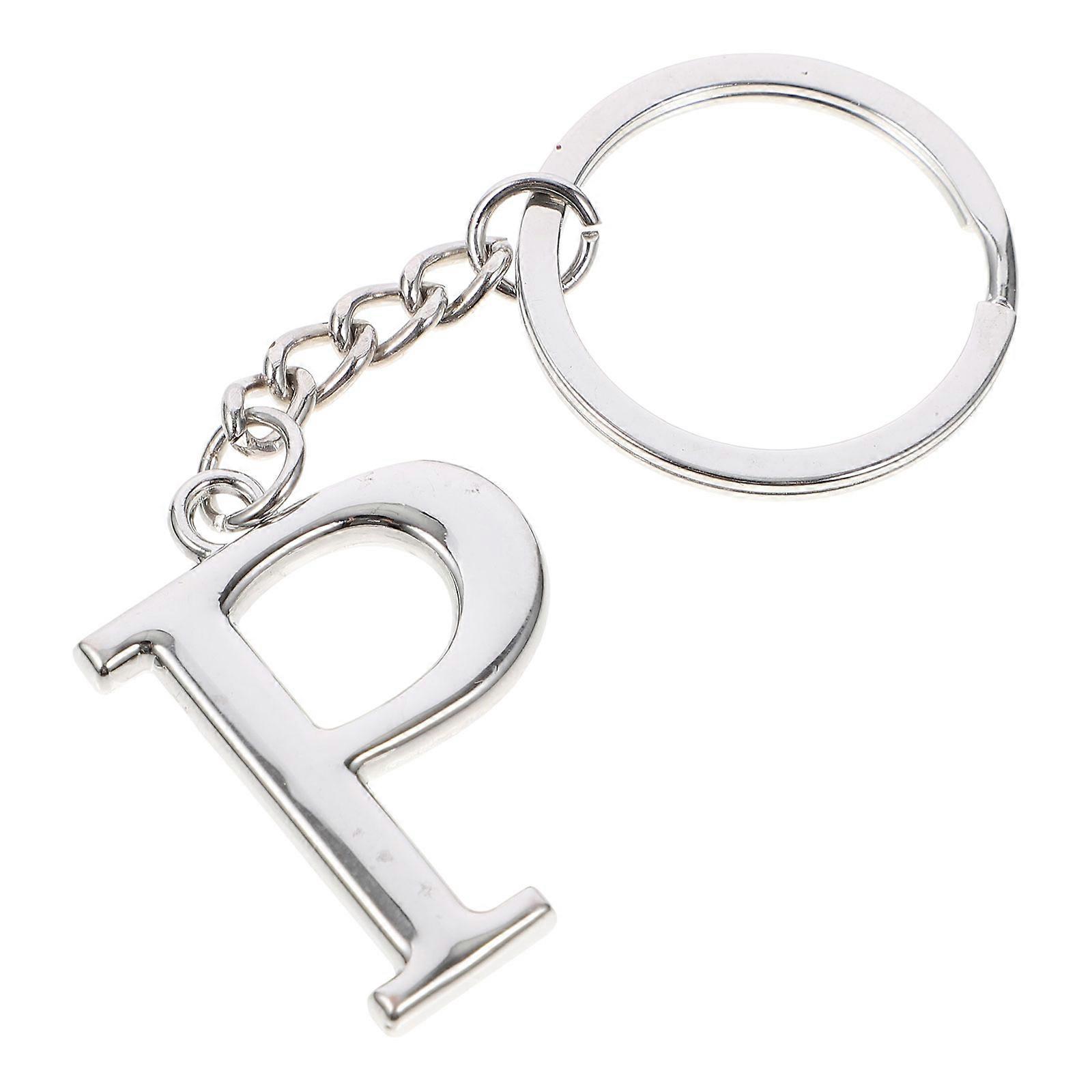 Alphabet Keyring with Silver Alloy Pendant for Keys Bags Phones Fashionable and Durable 1.5 inches