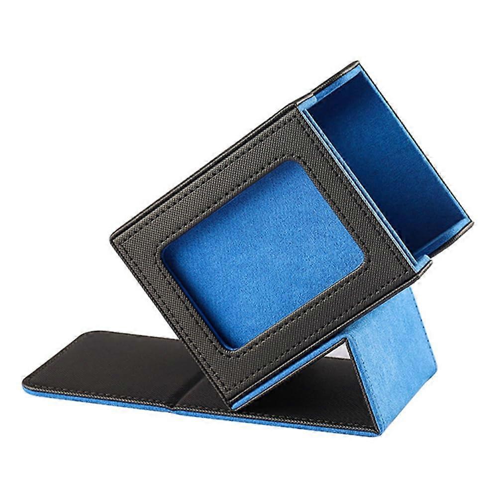 Storage box for collectible cards, deck box with display case, deck holder for cards, deck box for card decks, blue