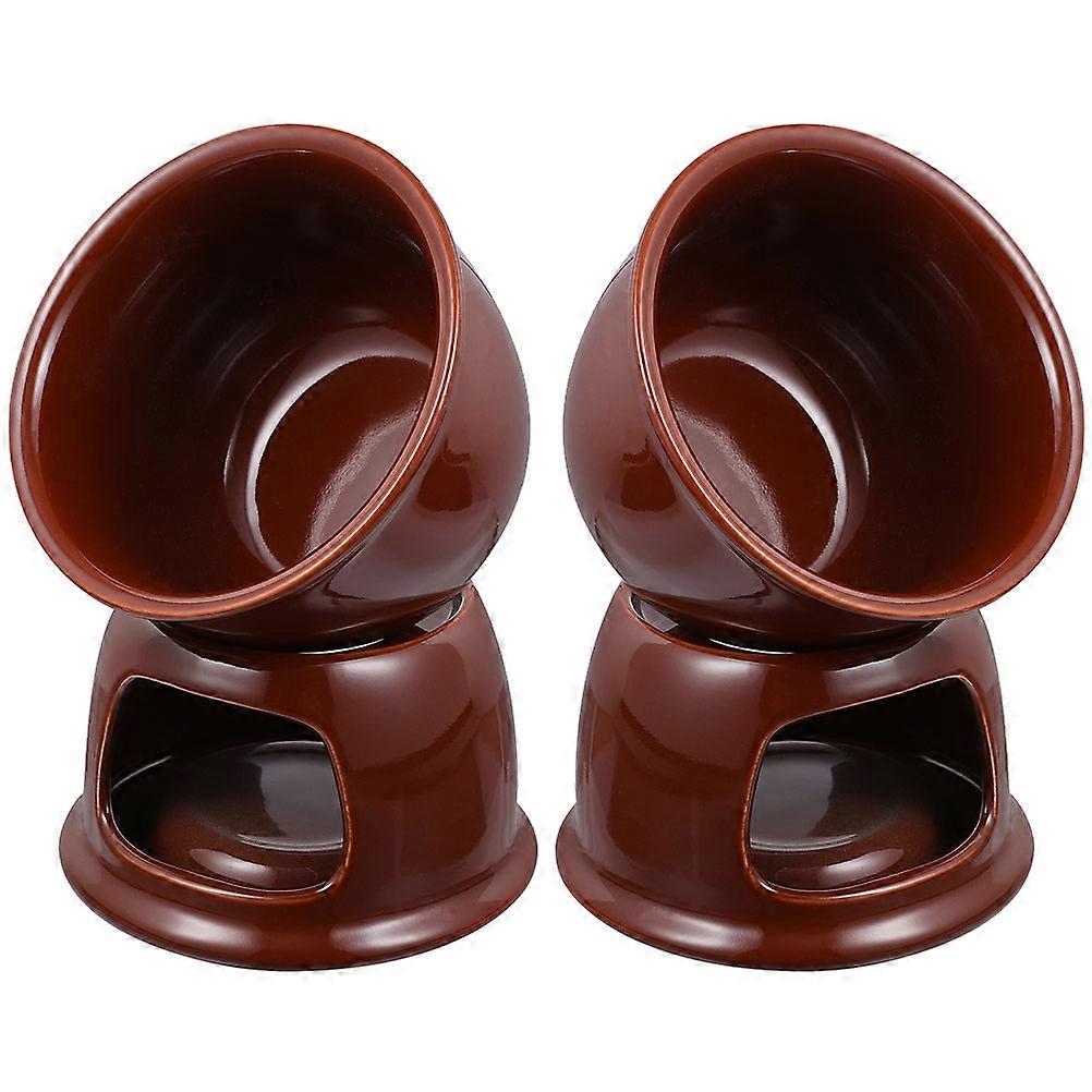 Ceramic Chocolate & Cheese Melting Pot Set 2pcs Stylish Fondue Cups for Cafes, Parties, and Home Use Quick Heating Dessert Sauce Mugs for