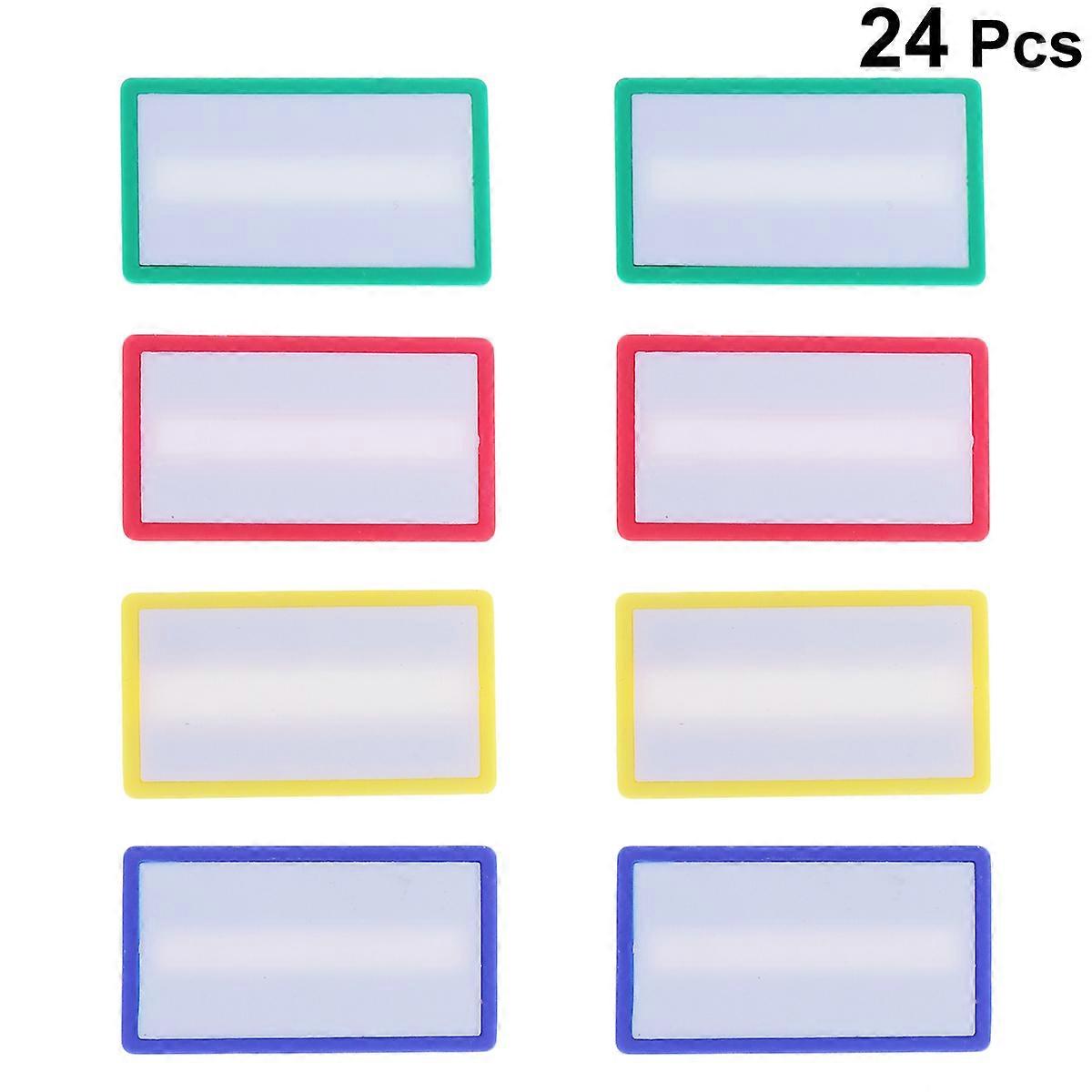 Whiteboard Magnets Labels Writable Magnetic Buckle Desktop Name Tags Plastic Material 24Pcs
