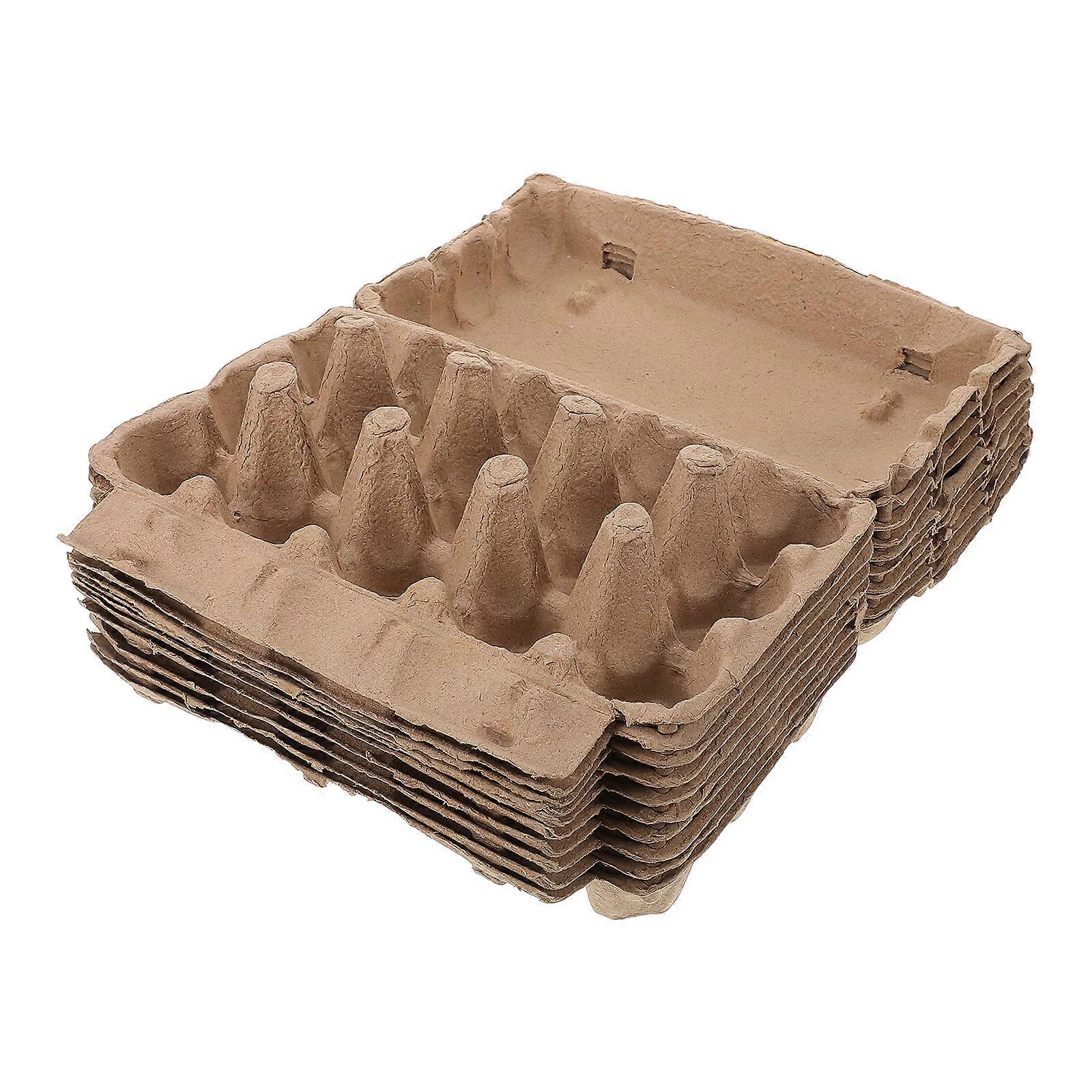 Egg Cartons Paper Pulp Storage Containers Ivory Minimalist Stackable 10Set