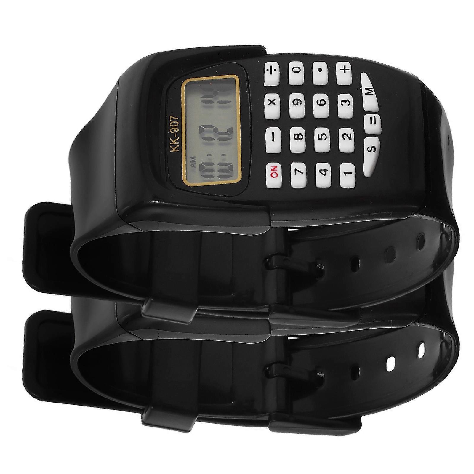 Portable Calculator Watch for Kids Made of Plastic Durable and Comfortable to Wear Black