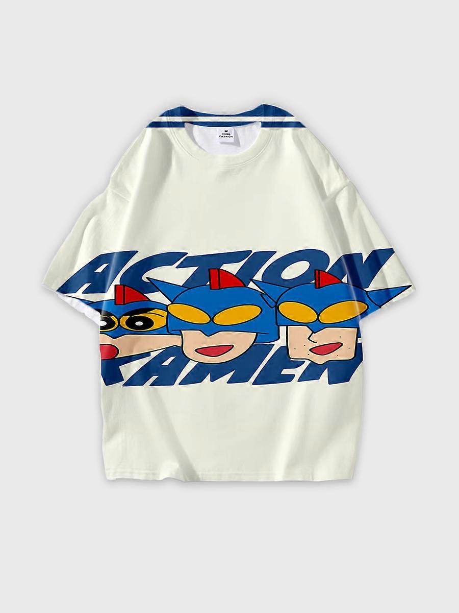 T-shirt girocollo Cartoon Pattern manica corta sciolta B1979