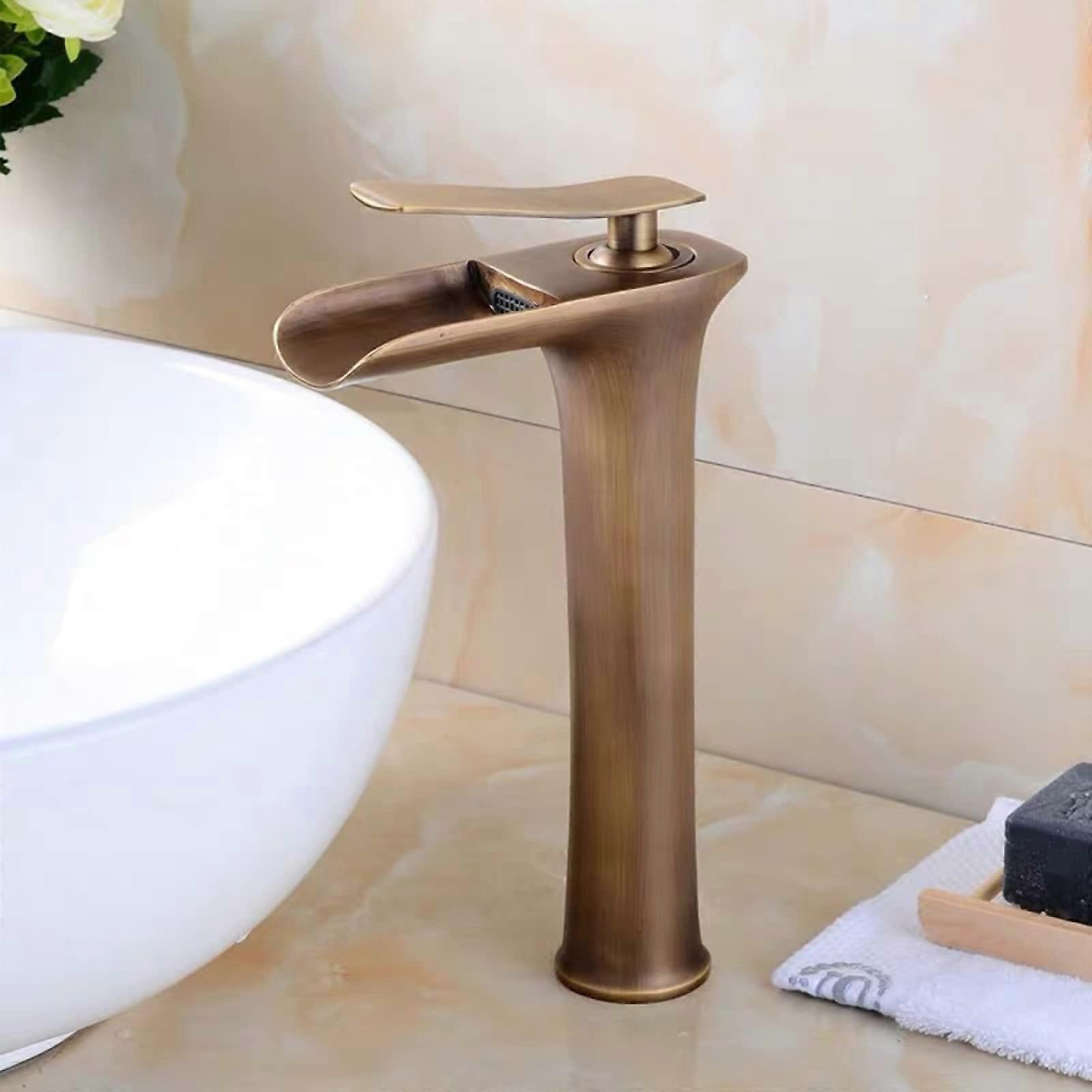 Waterfall Tap, Solid Brass, Hot and Cold Water Mixer Tap, Waterfall Single Handle ChromePlated, , Antique,