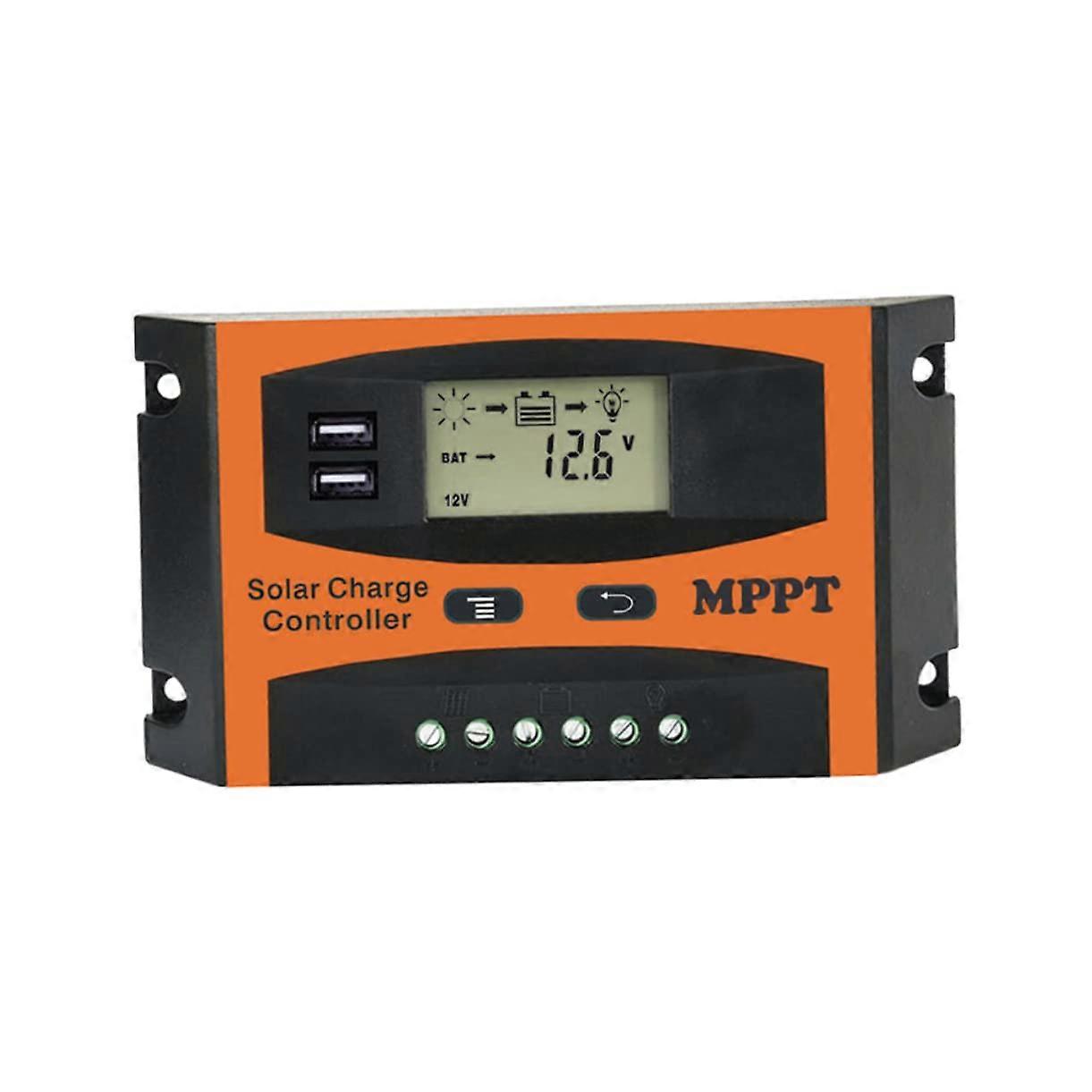 60A MPPT Solar Charge Controller for 12V Systems with LCD Display and Dual USB Charging Ports