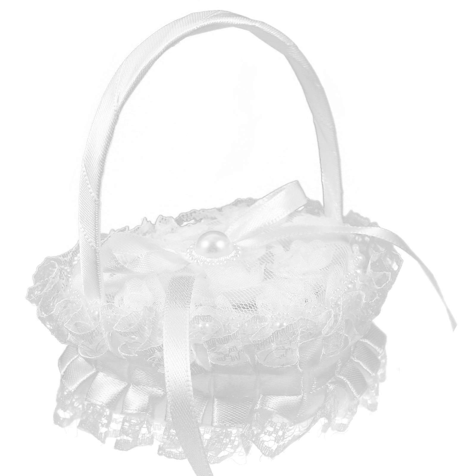 Heart Shaped Ring Pillow Holder with Handle Elegant Satin Lace Cushion for Weddings, Engagements, Ceremony Decor, and Photo Booth Props